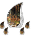 Deer Family Theme Large Urn With 4 Keepsake Urn