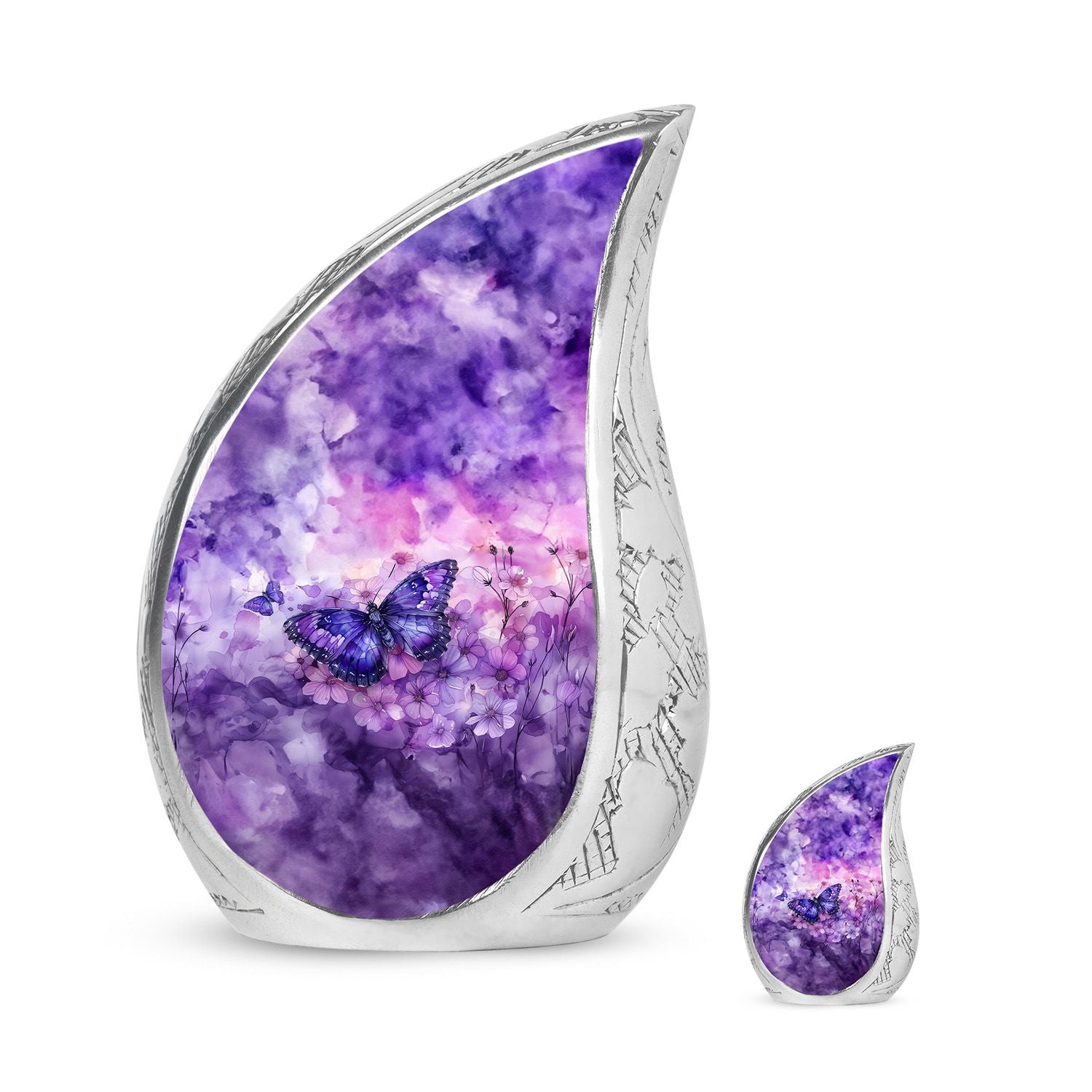 Butterfly Theme Large Urn With 1 Keepsake Urn