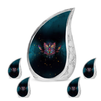 Butterfly Theme Large Urn With 4 Keepsake Urn