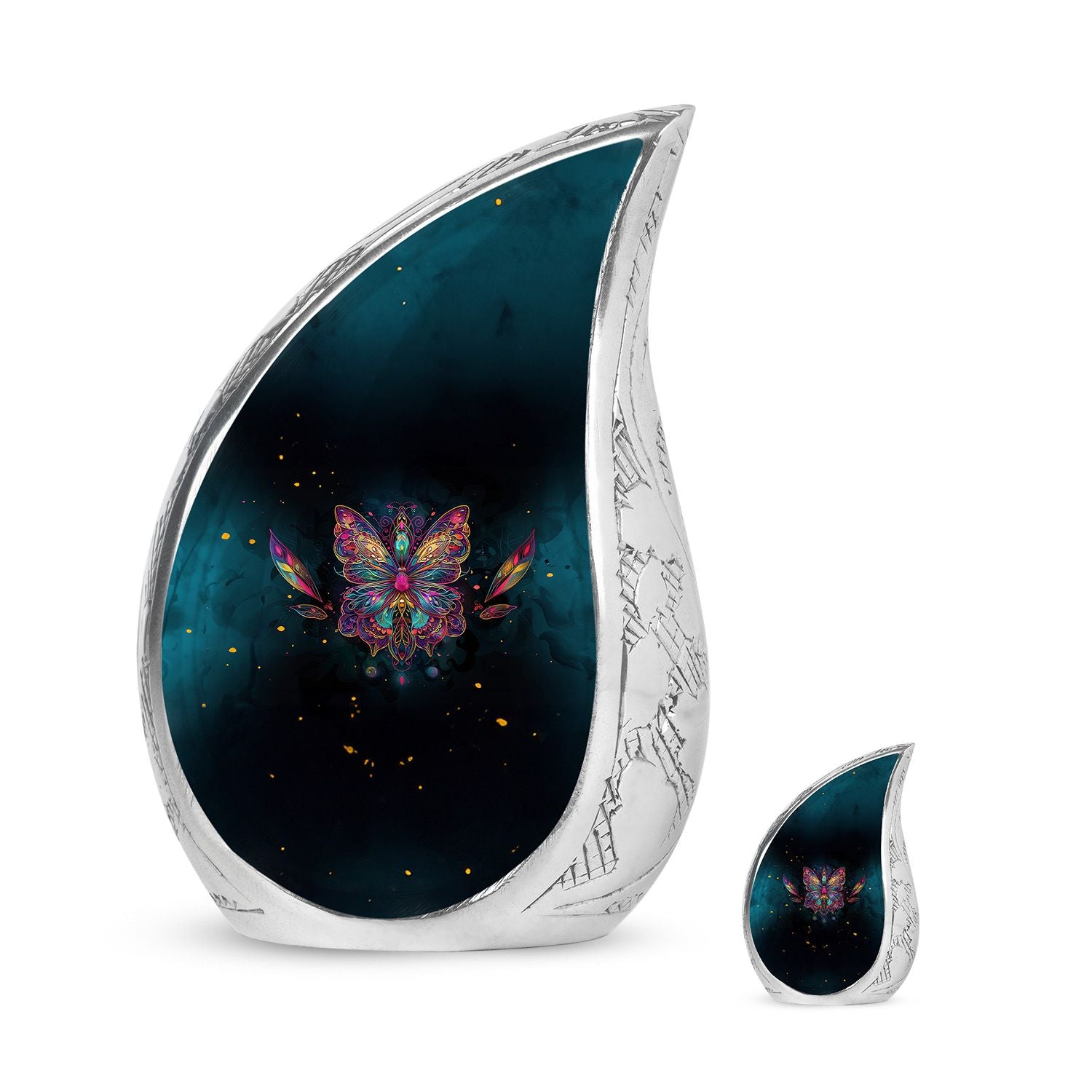 Butterfly Theme Large Urn With 1 Keepsake Urn