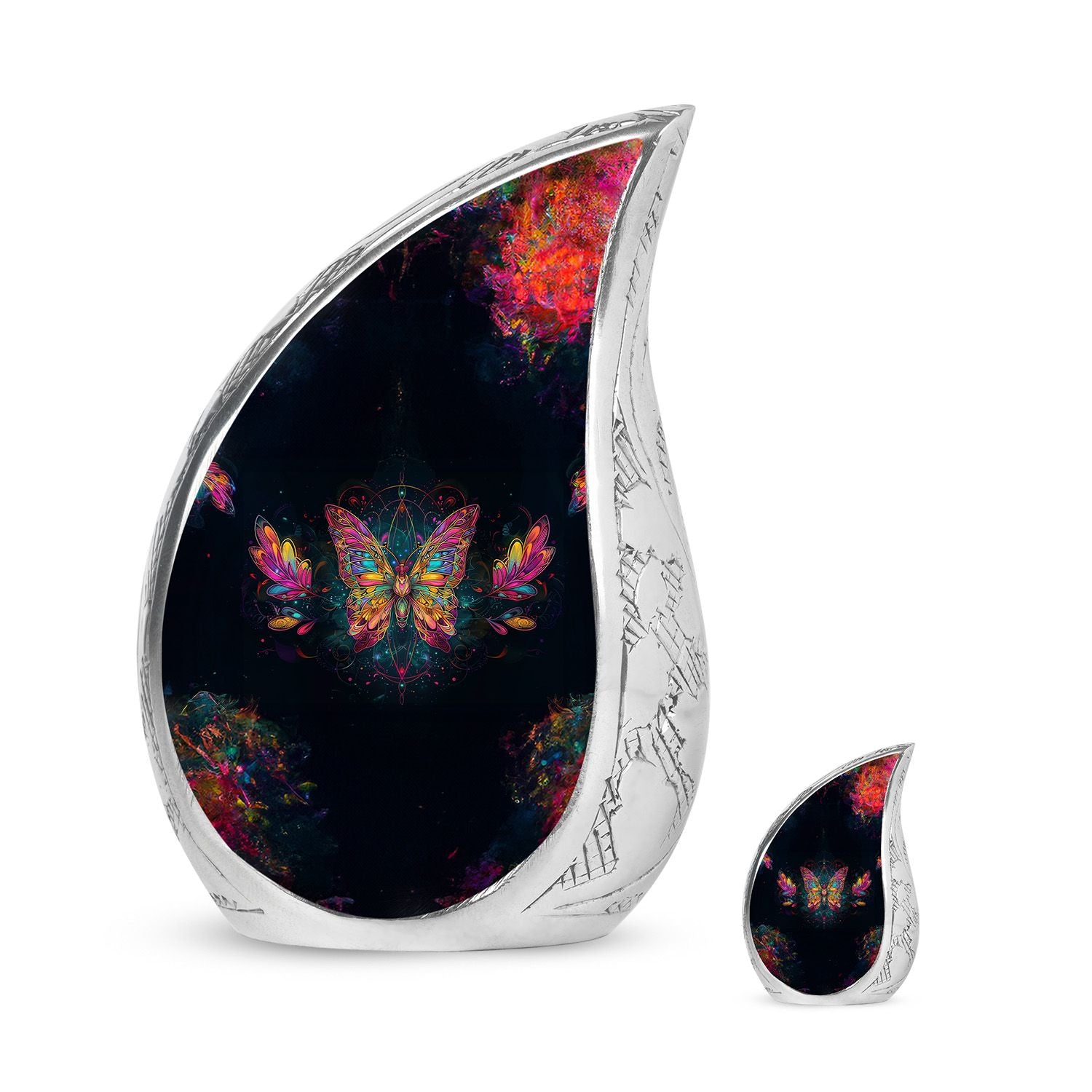 Butterfly Theme Large Urn With 1 Keepsake Urn