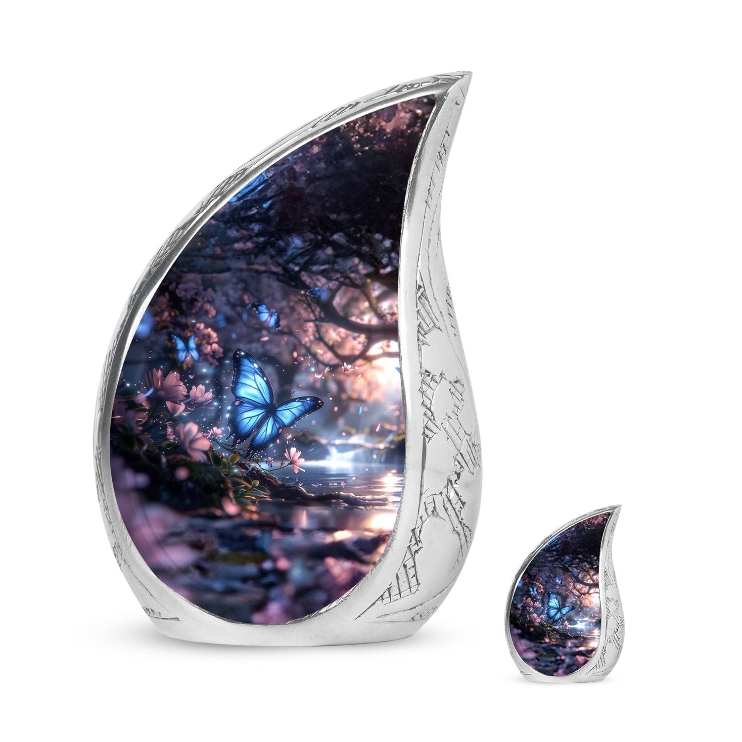 Butterfly Theme Large Urn With 1 Keepsake Urn