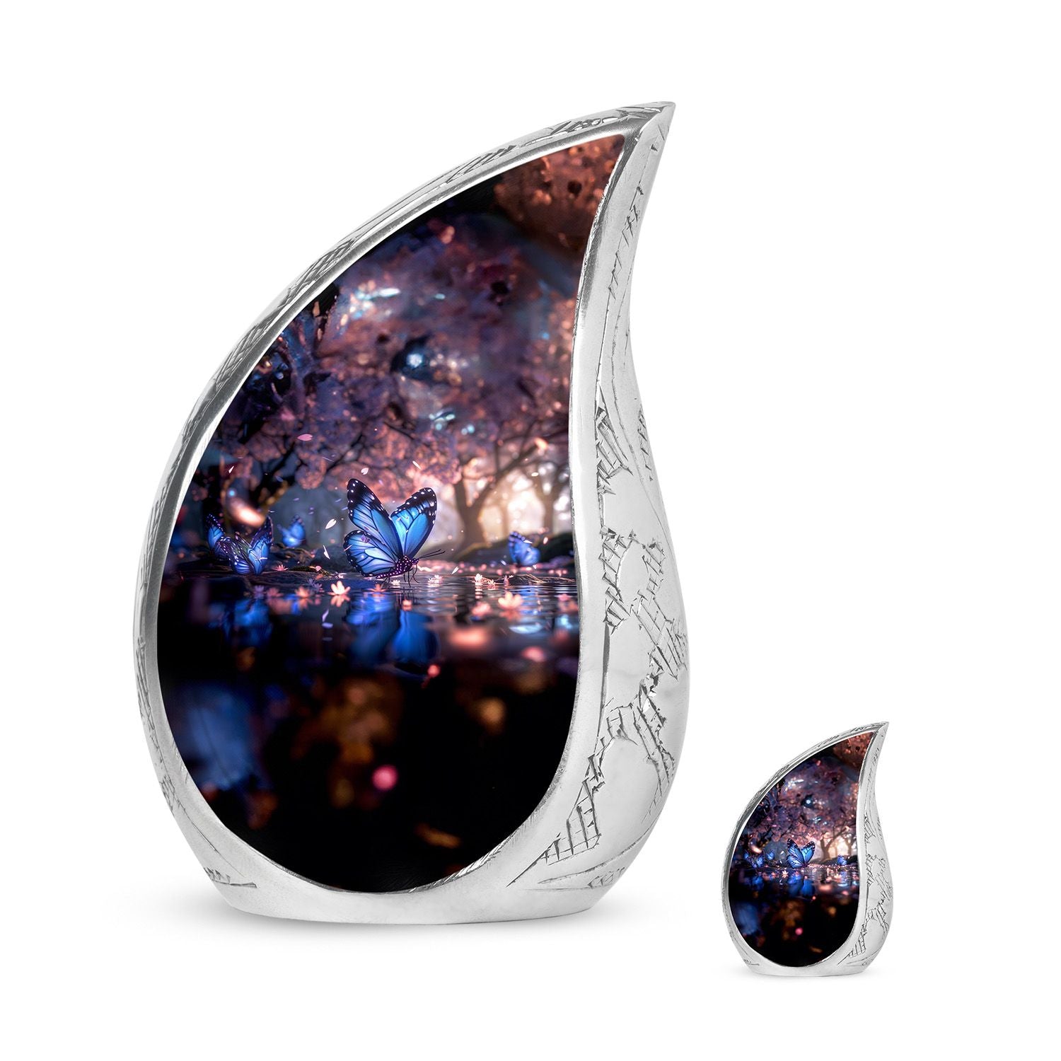 Butterfly Theme Large Urn With 1 Keepsake Urn