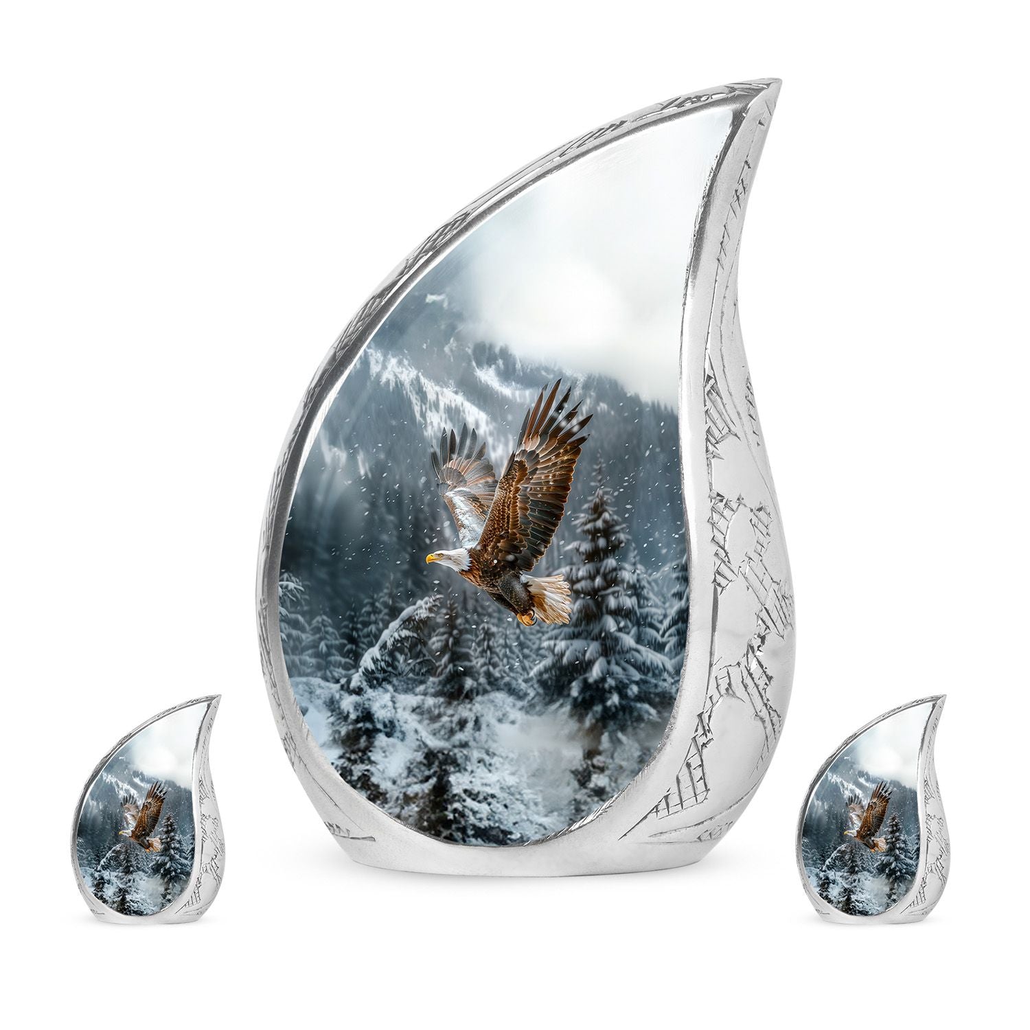 Eagle Theme Large Urn With 2 Keepsake Urn