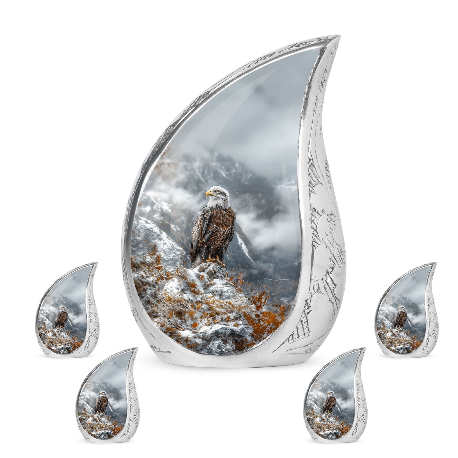 Eagle Theme Large Urn With 4 Keepsake Urn