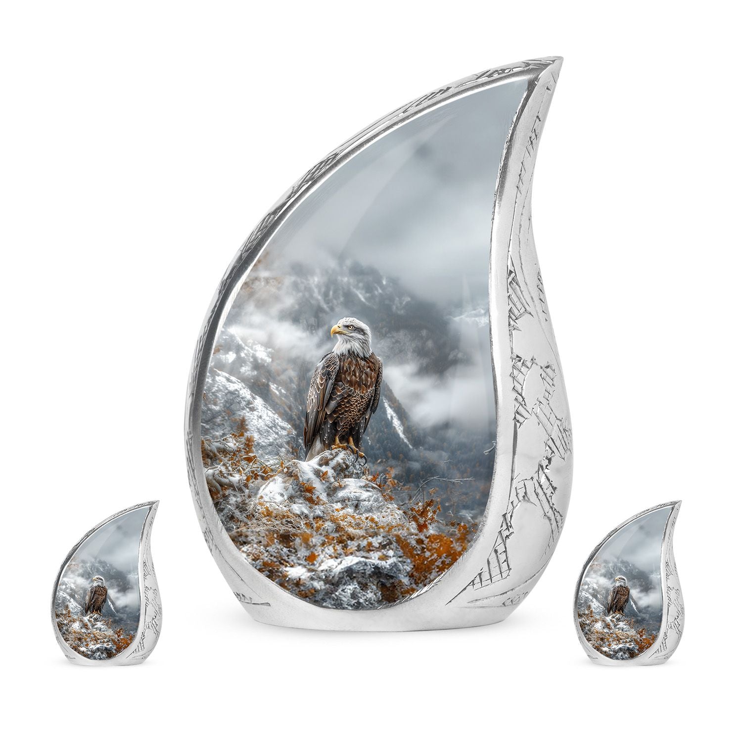 Eagle Theme Large Urn With 2 Keepsake Urn