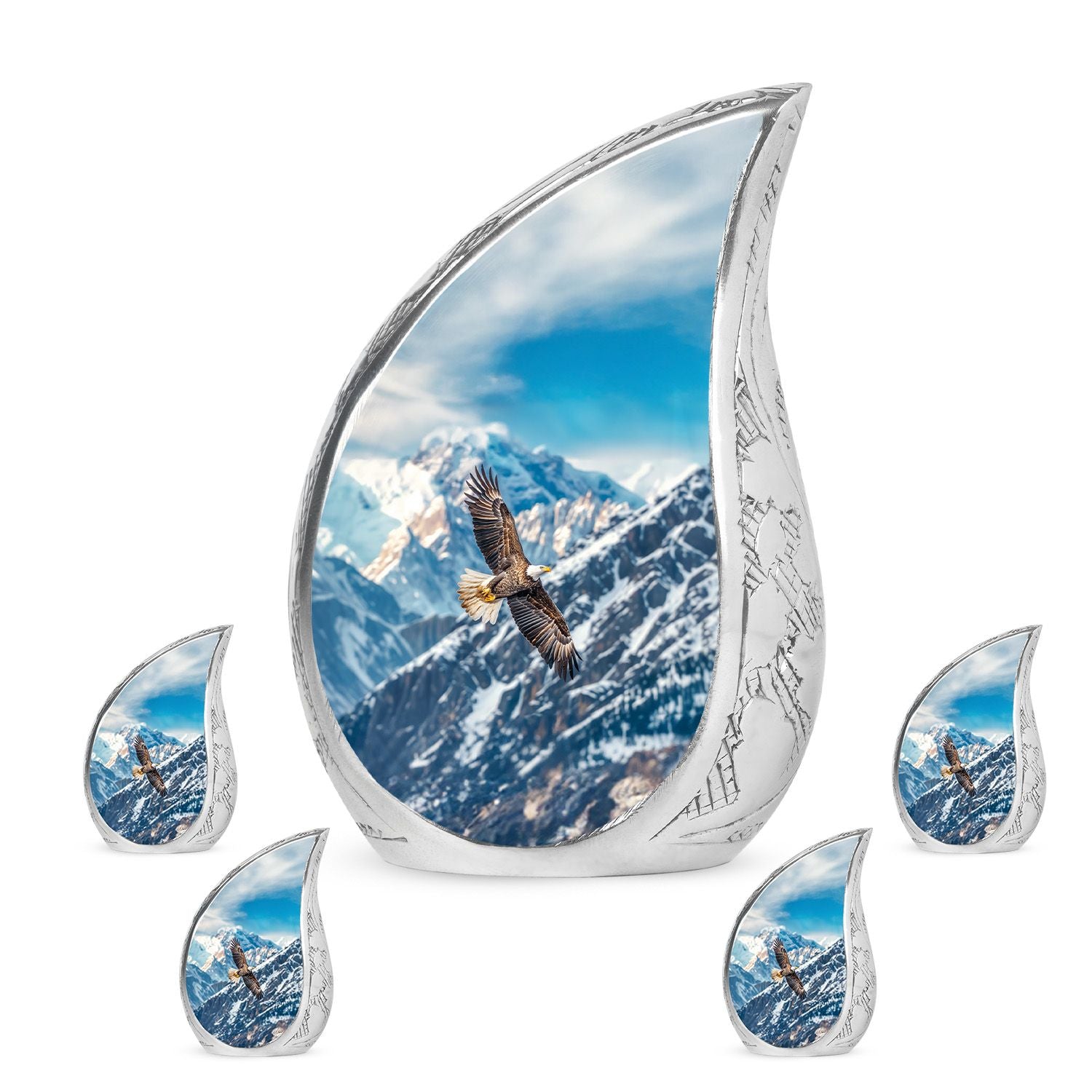 Eagle Theme Large Urn With 4 Keepsake Urn