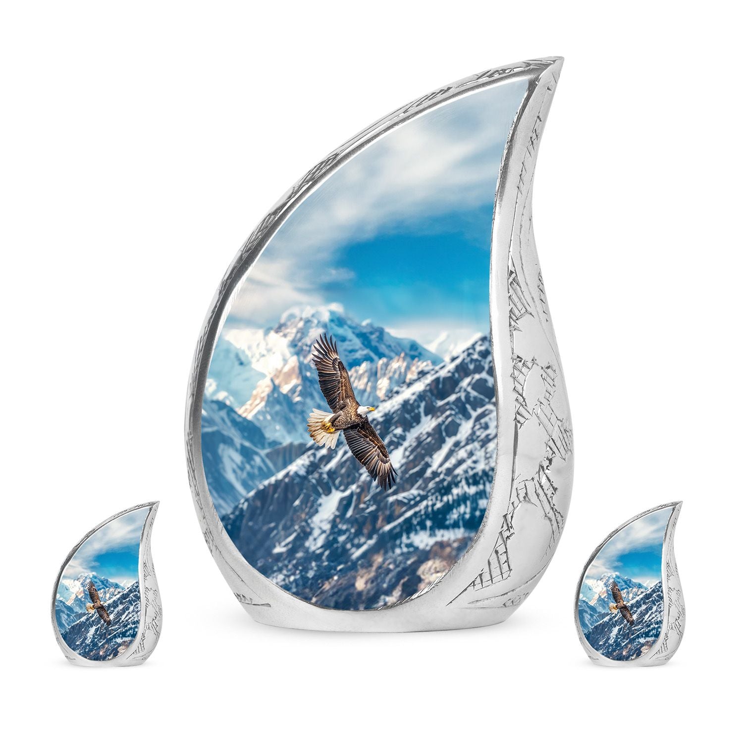 Eagle Theme Large Urn With 2 Keepsake Urn