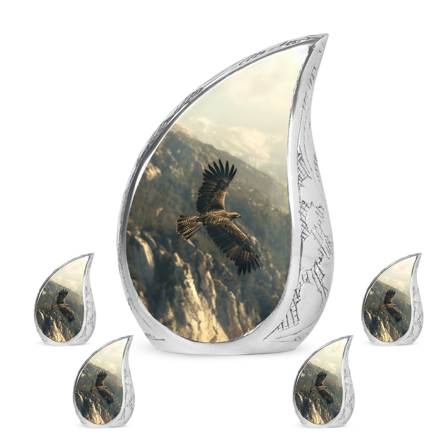 Eagle Theme Large Urn With 4 Keepsake Urn