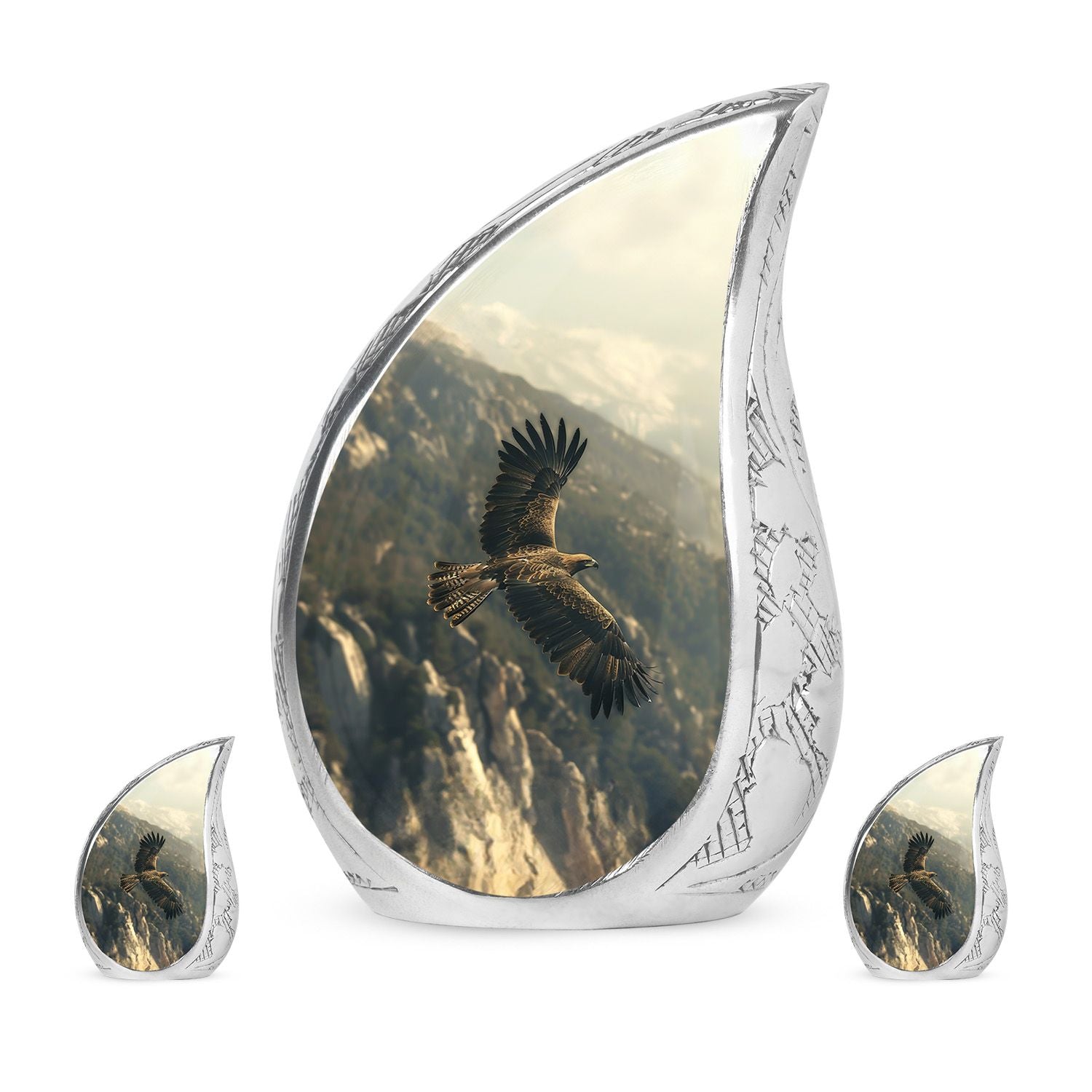 Eagle Theme Large Urn With 2 Keepsake Urn