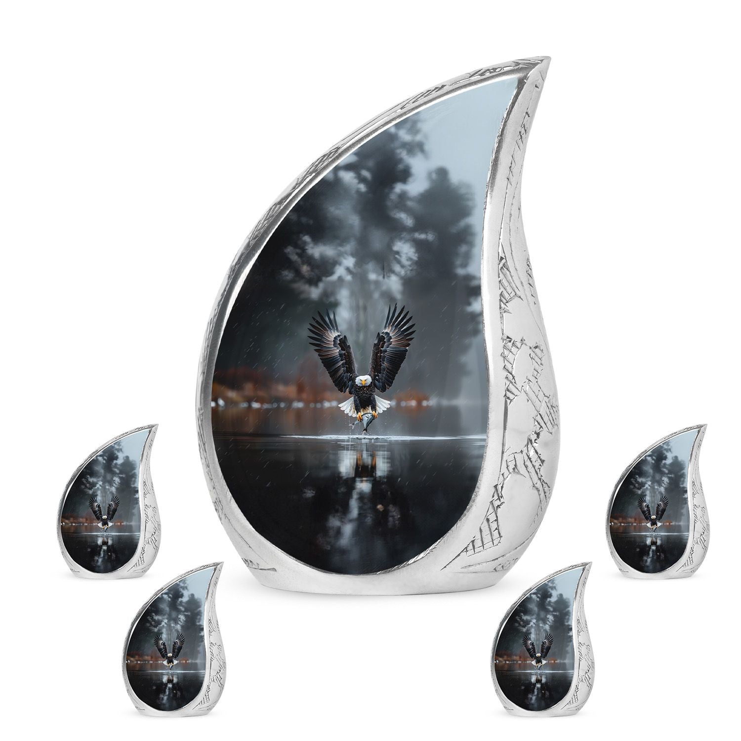 Eagle Theme Large Urn With 4 Keepsake Urn