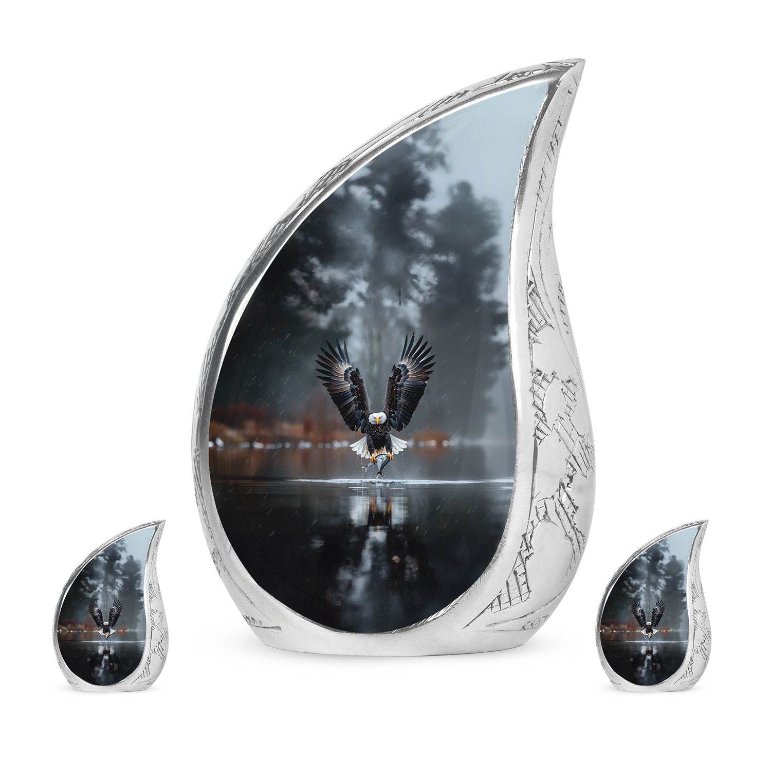 Eagle Theme Large Urn With 2 Keepsake Urn