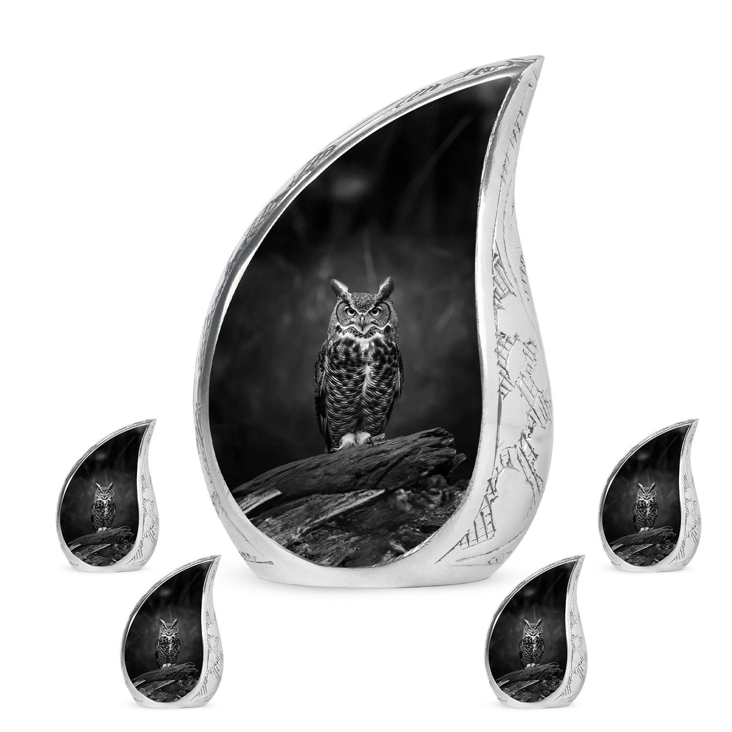 Owl Theme Large Urn With 4 Keepsake Urn