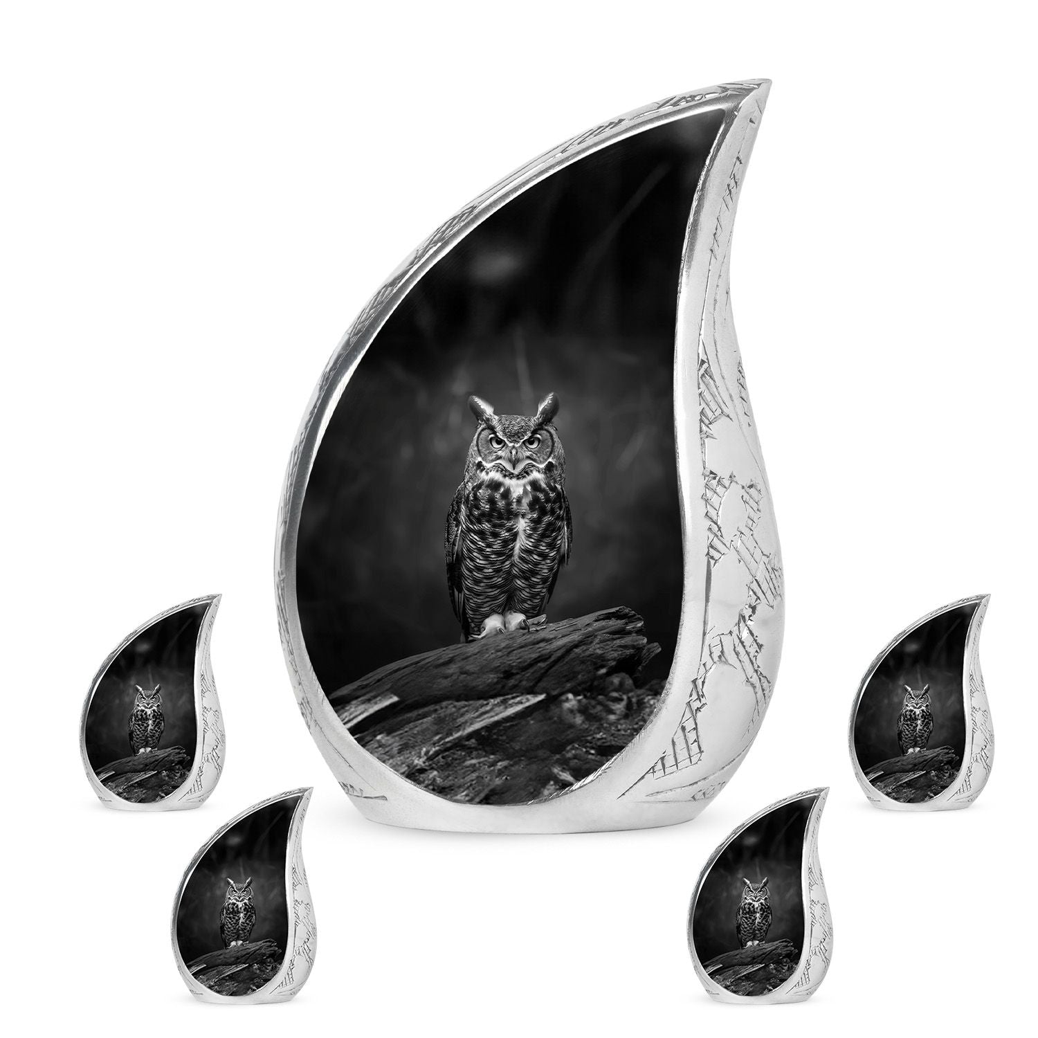 Owl Theme Large Urn With 4 Keepsake Urn