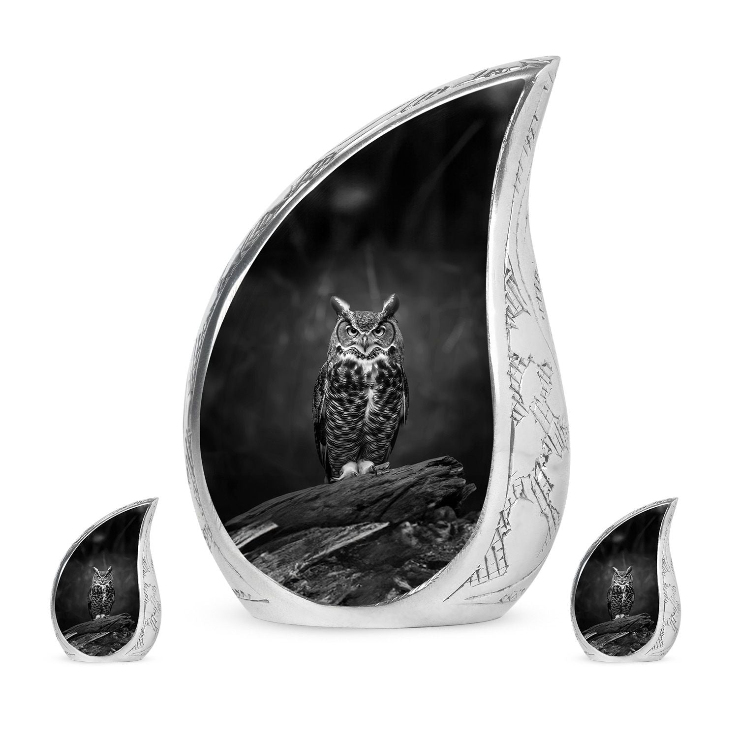 Owl Theme Large Urn With 2 Keepsake Urn