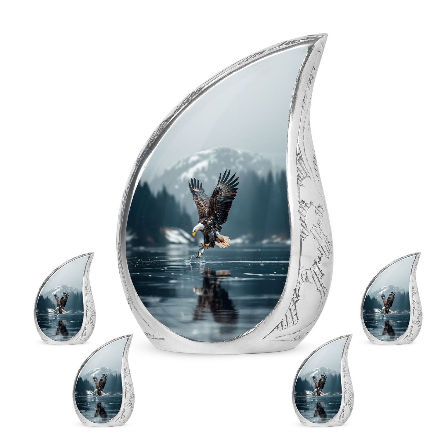 Eagle Theme Large Urn With 4 Keepsake Urn