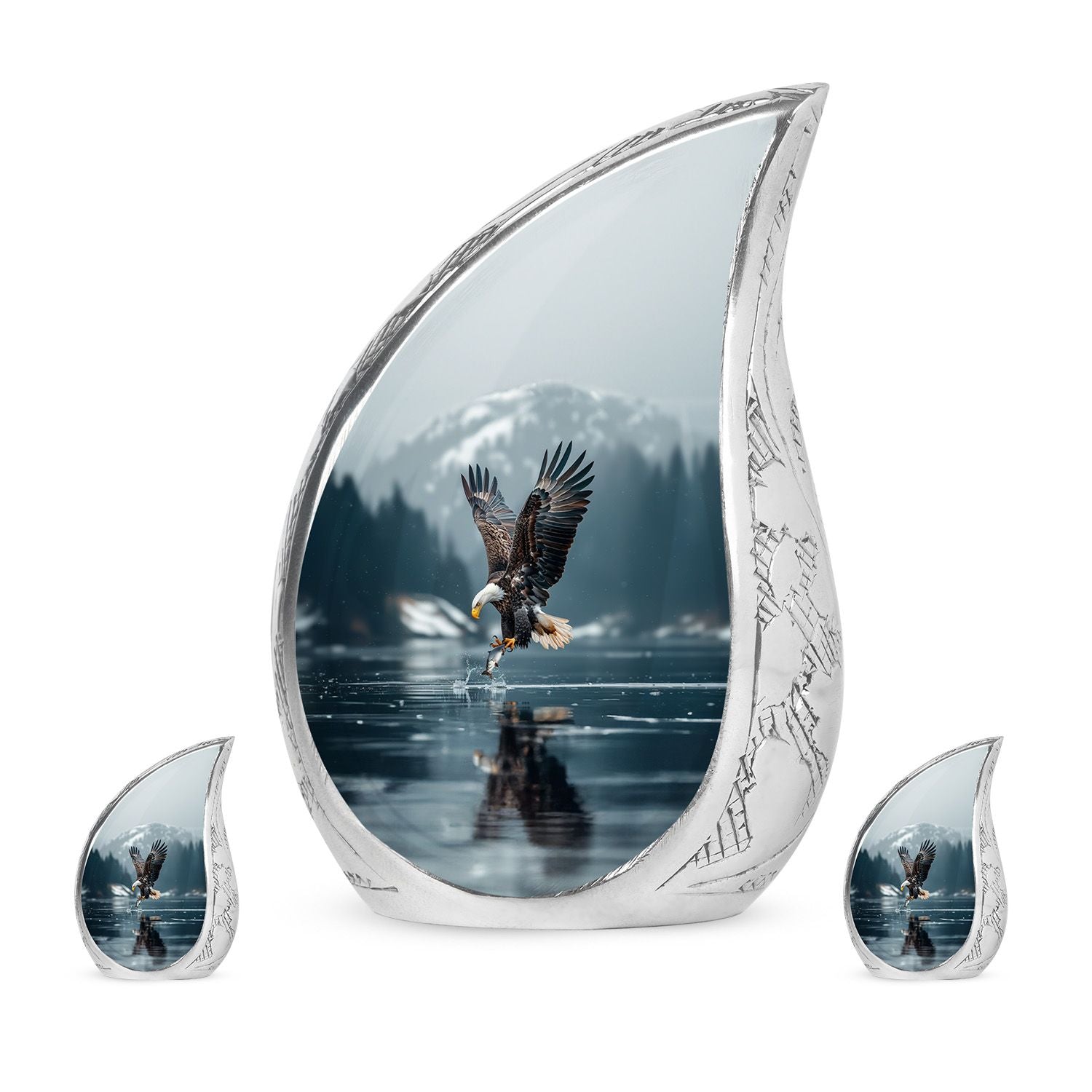 Eagle Theme Large Urn With 2 Keepsake Urn