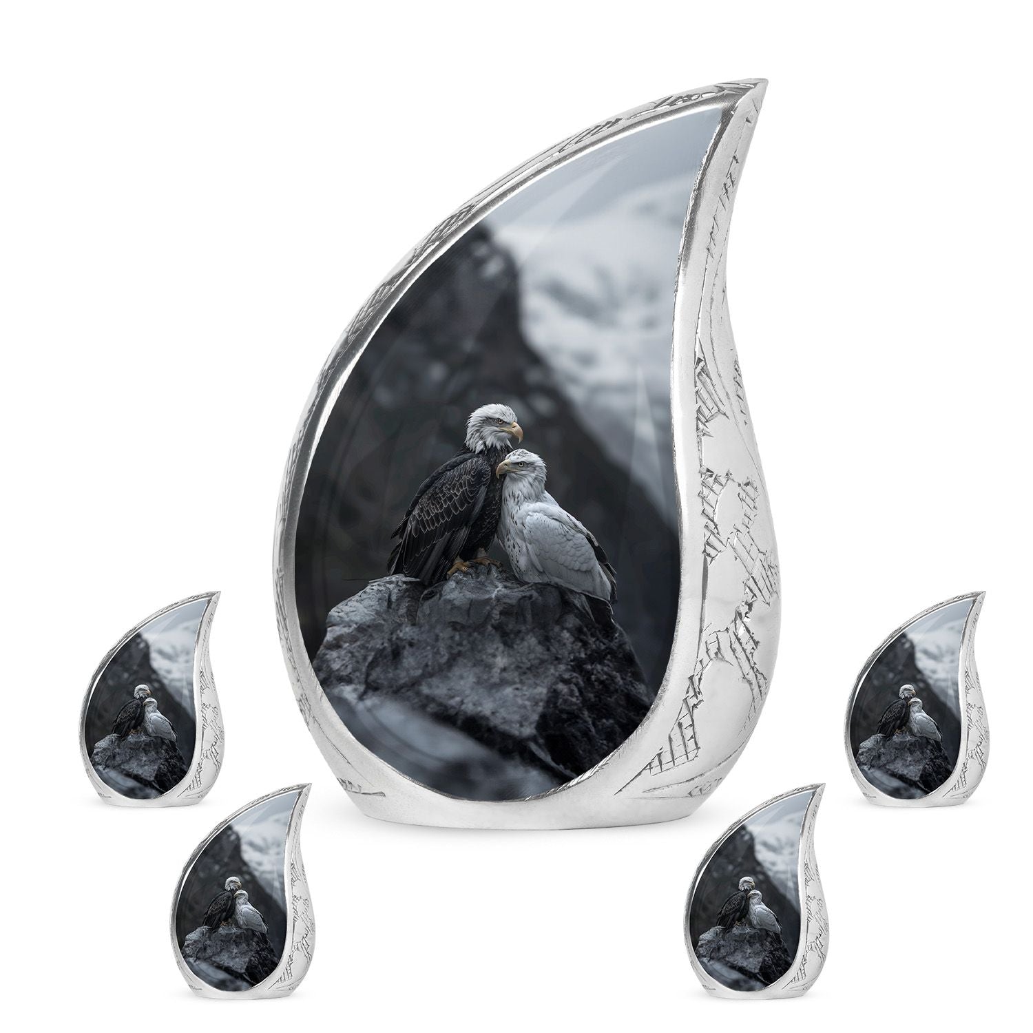 Eagle Theme Large Urn With 4 Keepsake Urn