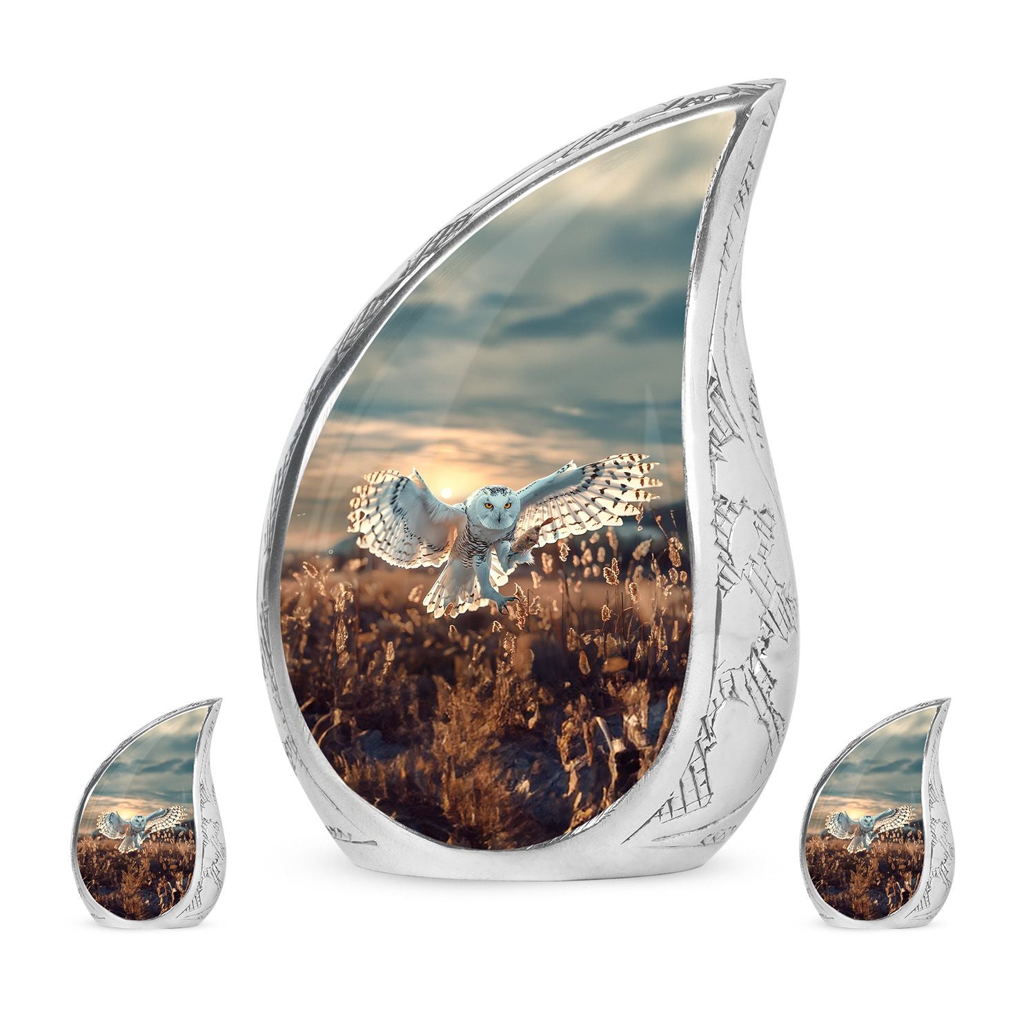 Owl Theme Large Urn With 2 Keepsake Urn