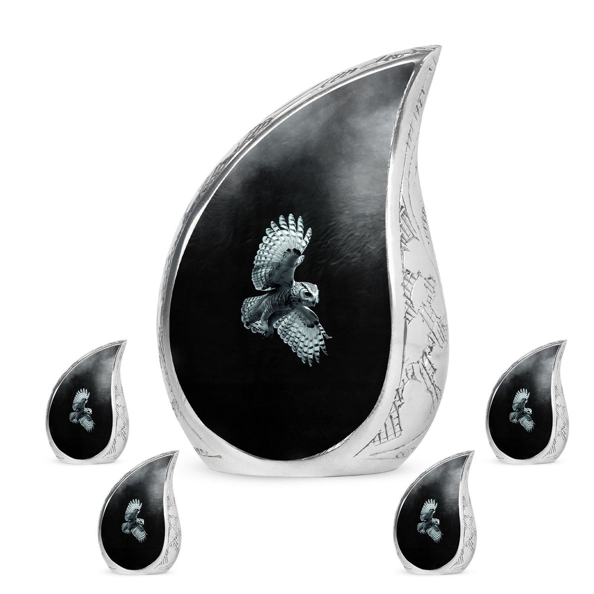 Owl Theme Large Urn With 4 Keepsake Urn