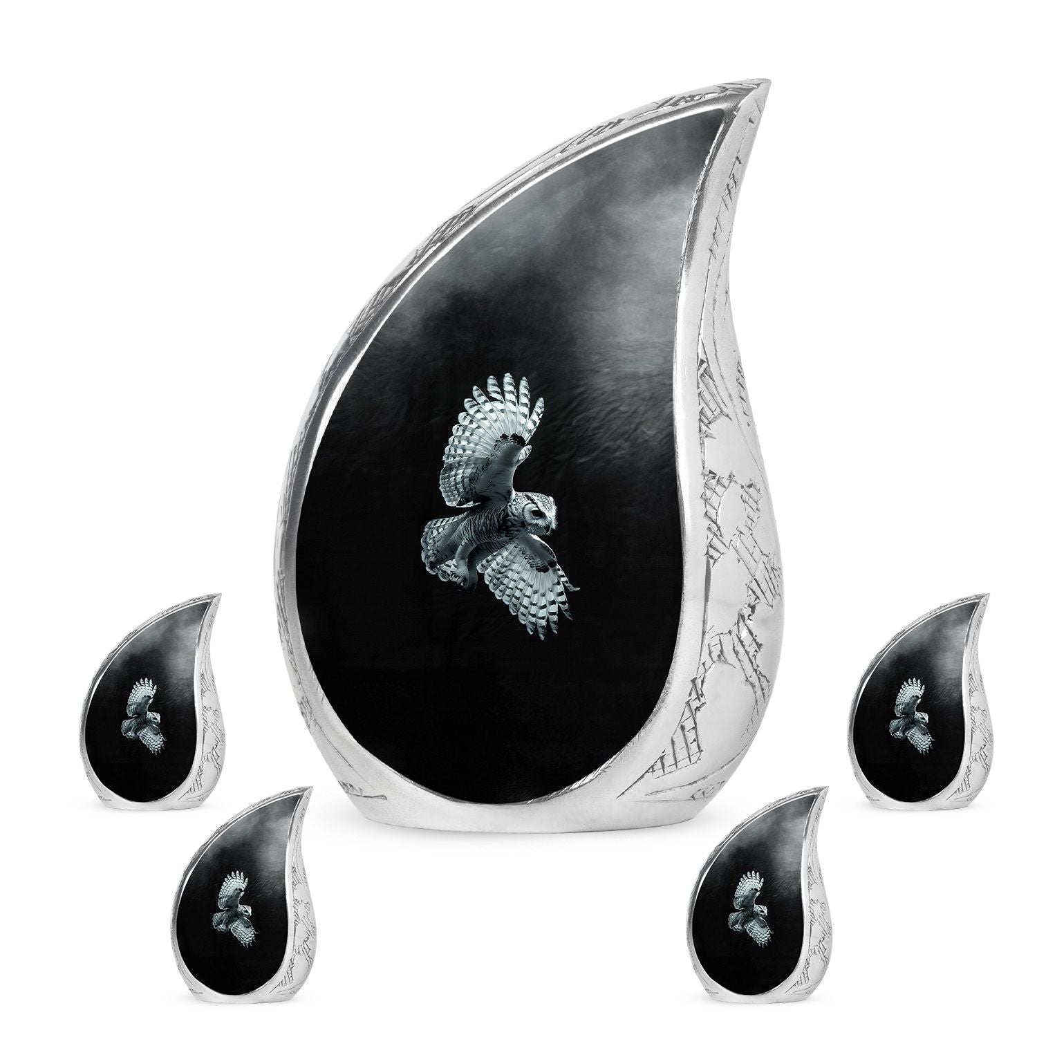 Owl Theme Large Urn With 4 Keepsake Urn