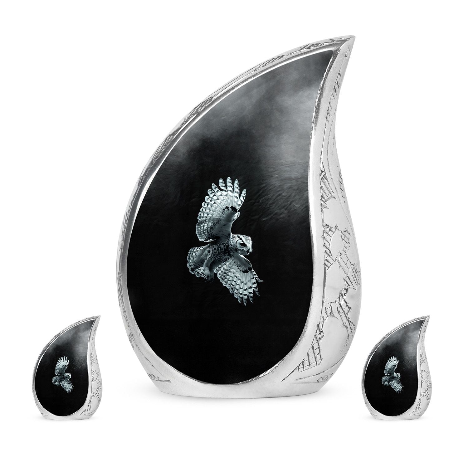 Owl Theme Large Urn With 2 Keepsake Urn