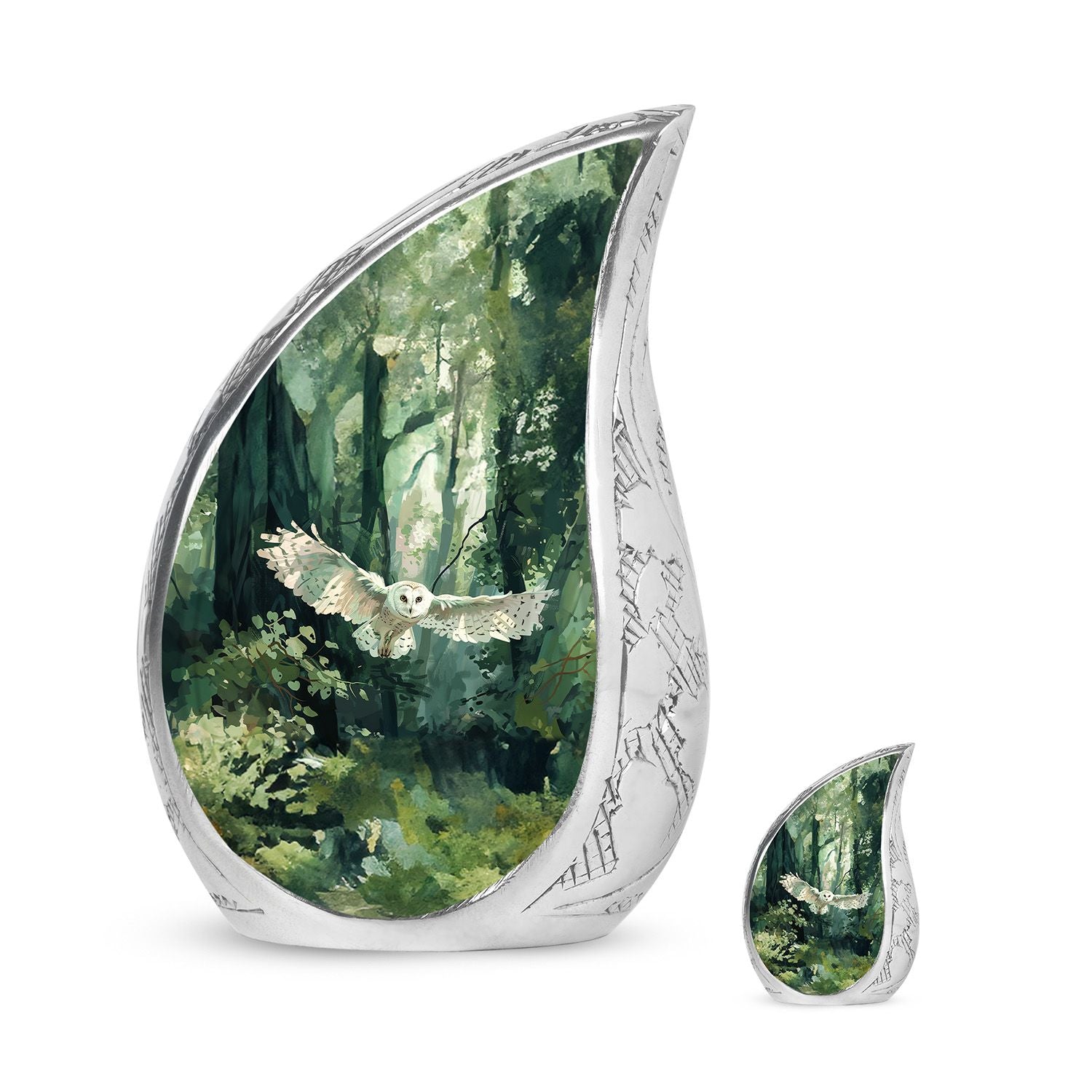 Owl Theme Large Urn With 1 Keepsake Urn