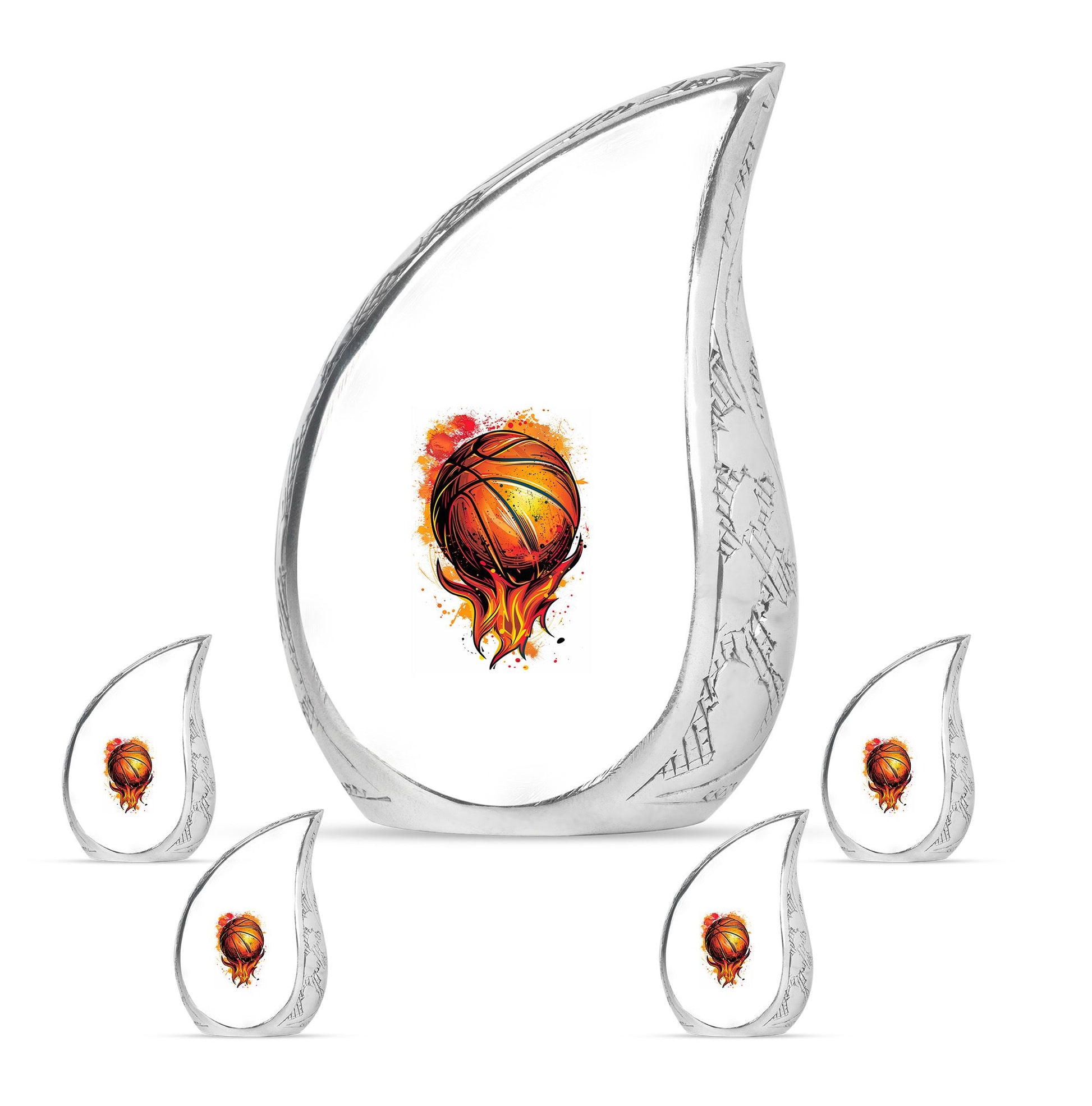 Basketball Theme Large Urn With 4 Keepsake Urn