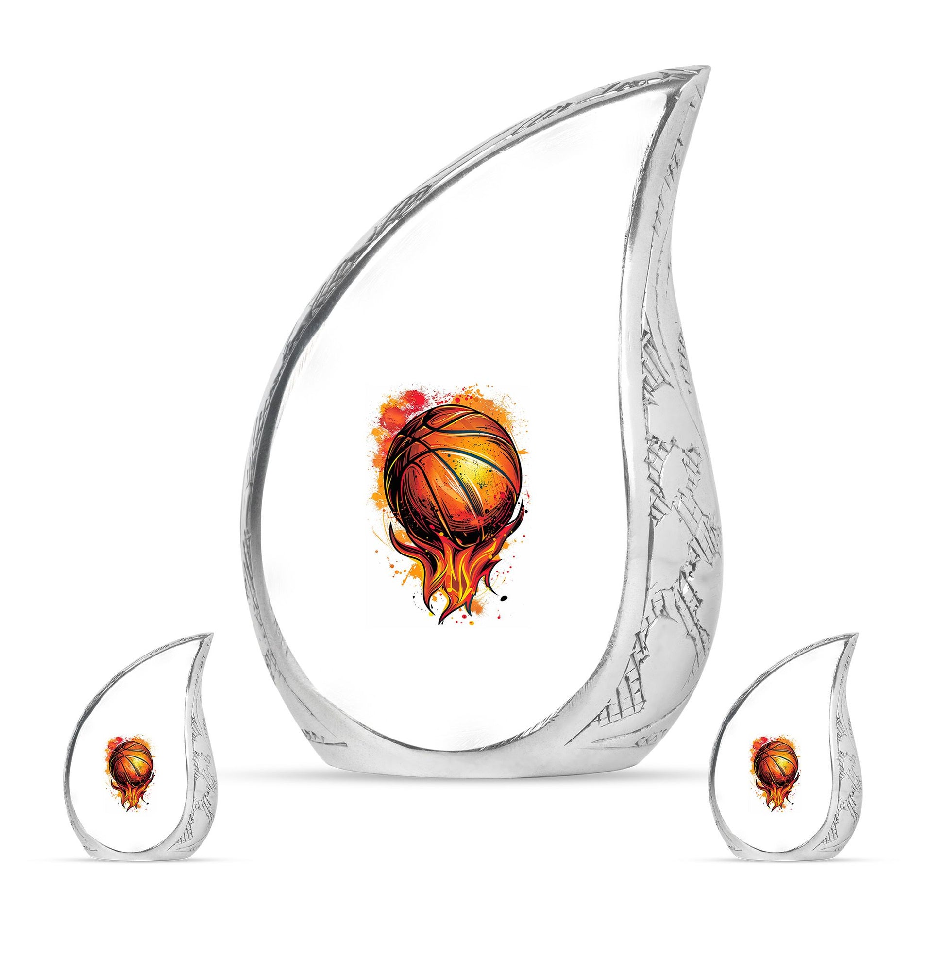 Basketball Theme Large Urn With 2 Keepsake Urn