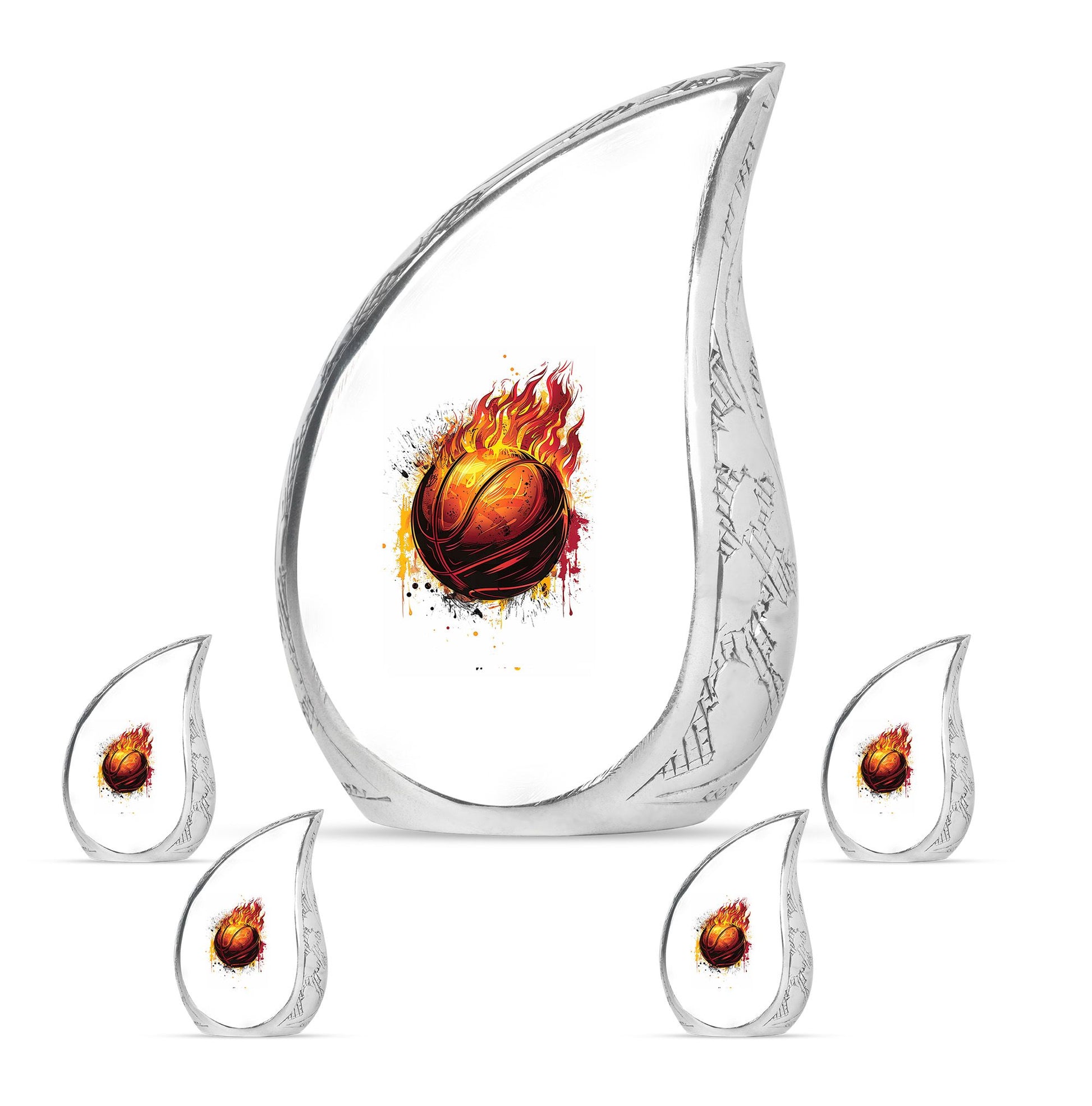 Basketball Theme Large Urn With 4 Keepsake Urn