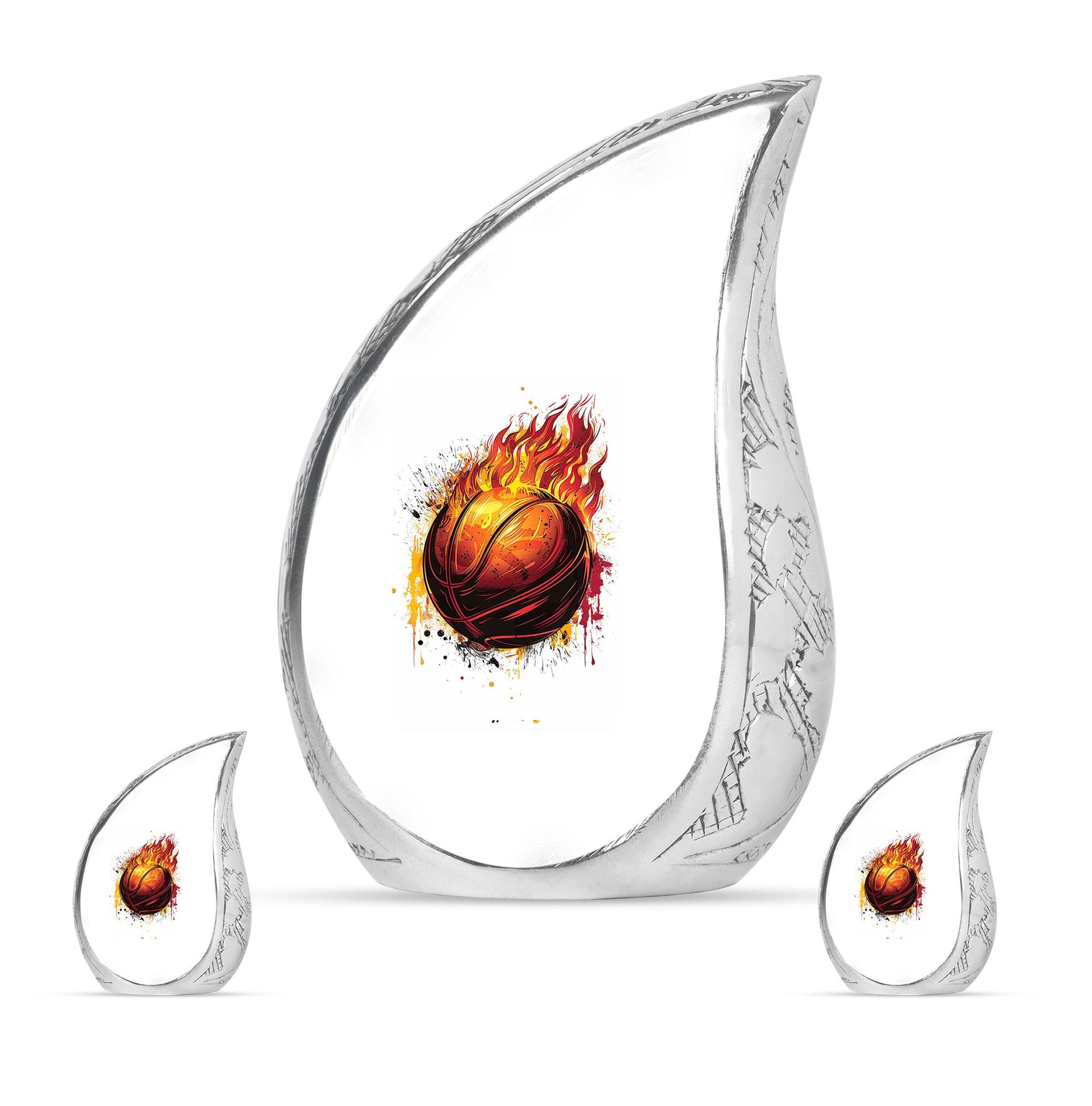 Basketball Theme Large Urn With 2 Keepsake Urn