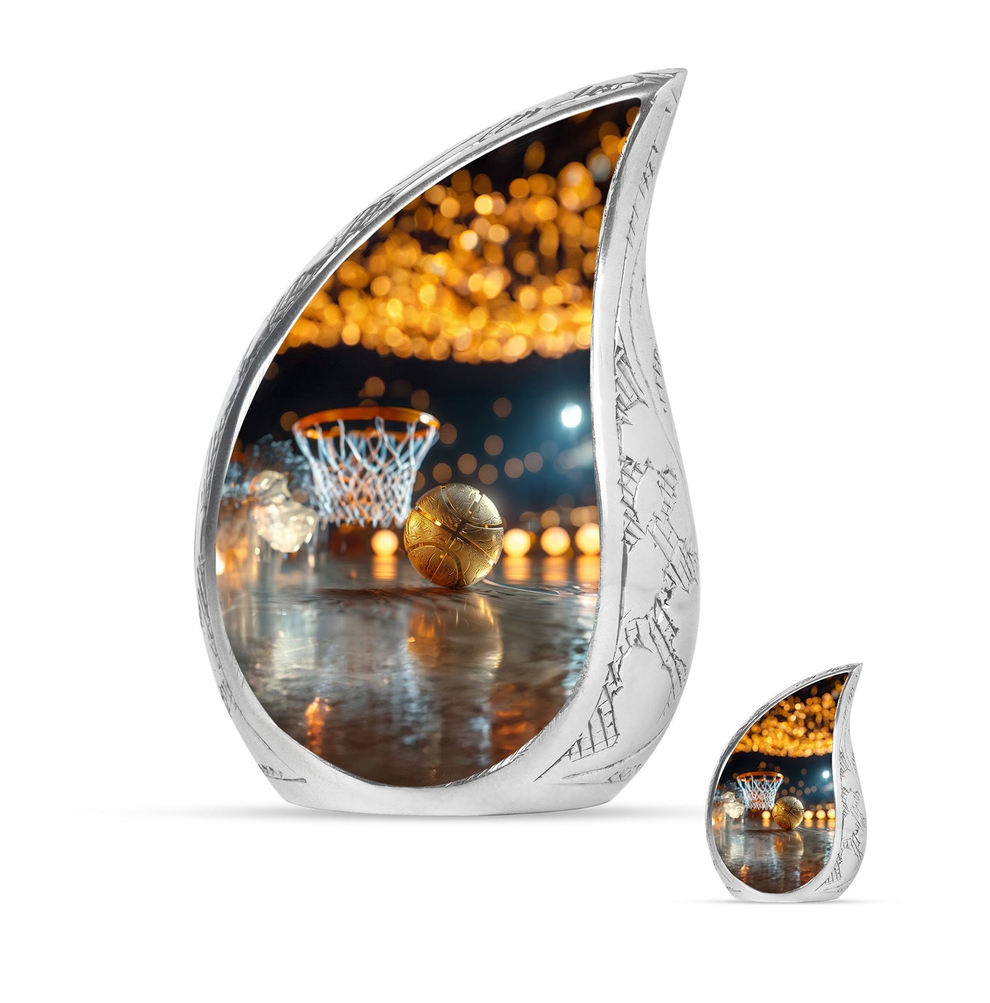 Basketball Theme Large Urn With 1 Keepsake Urn
