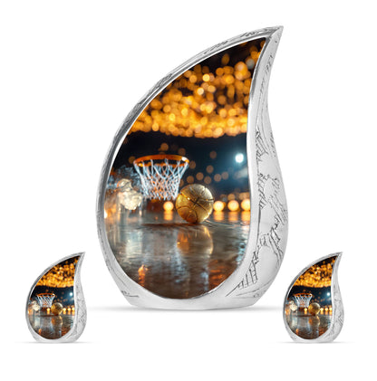 Basketball Theme Large Urn With 2 Keepsake Urn