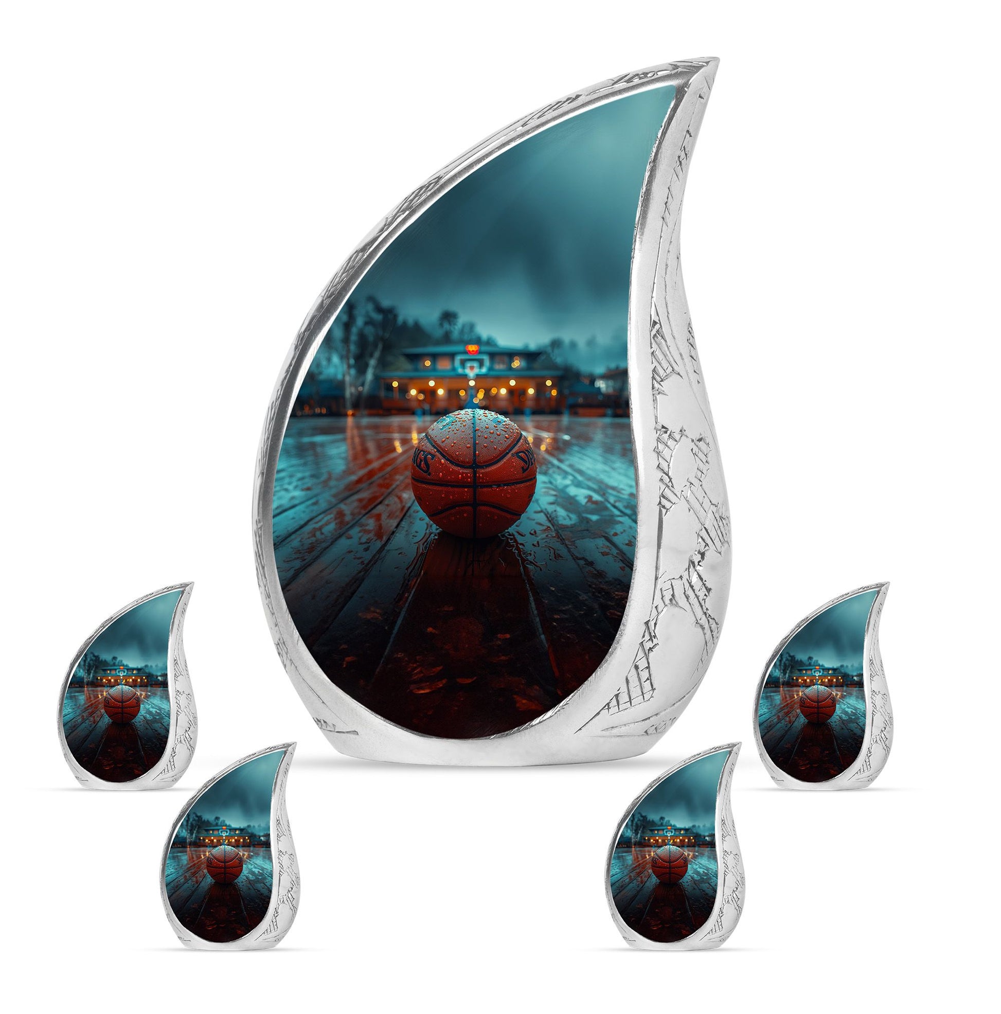 Basketball Theme Large Urn With 4 Keepsake Urn
