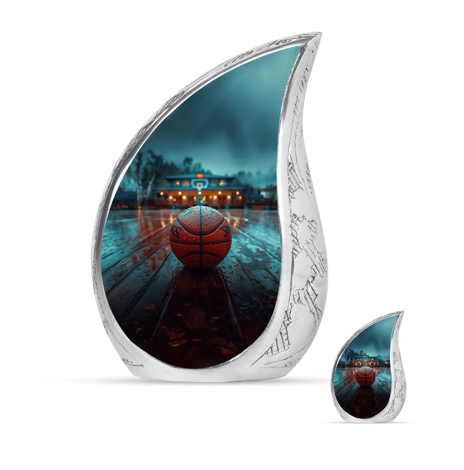 Basketball Theme Large Urn With 1 Keepsake Urn