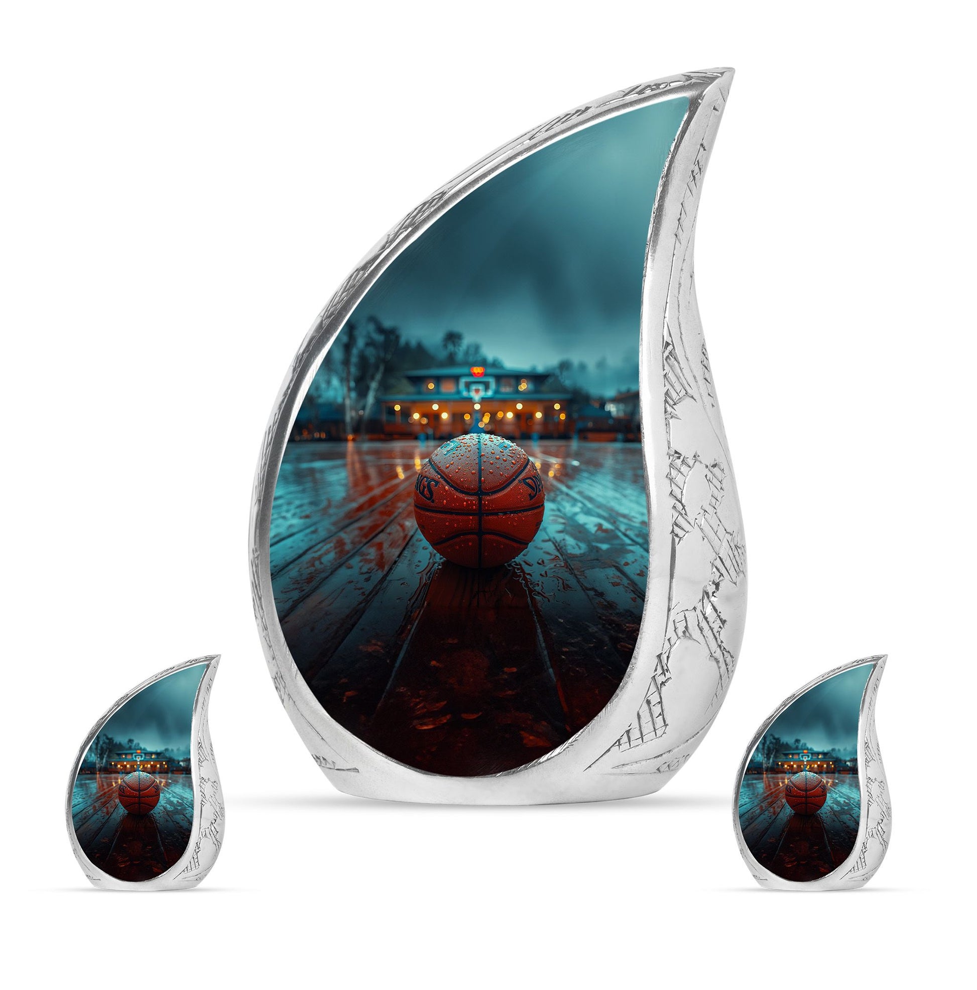 Basketball Theme Large Urn With 2 Keepsake Urn