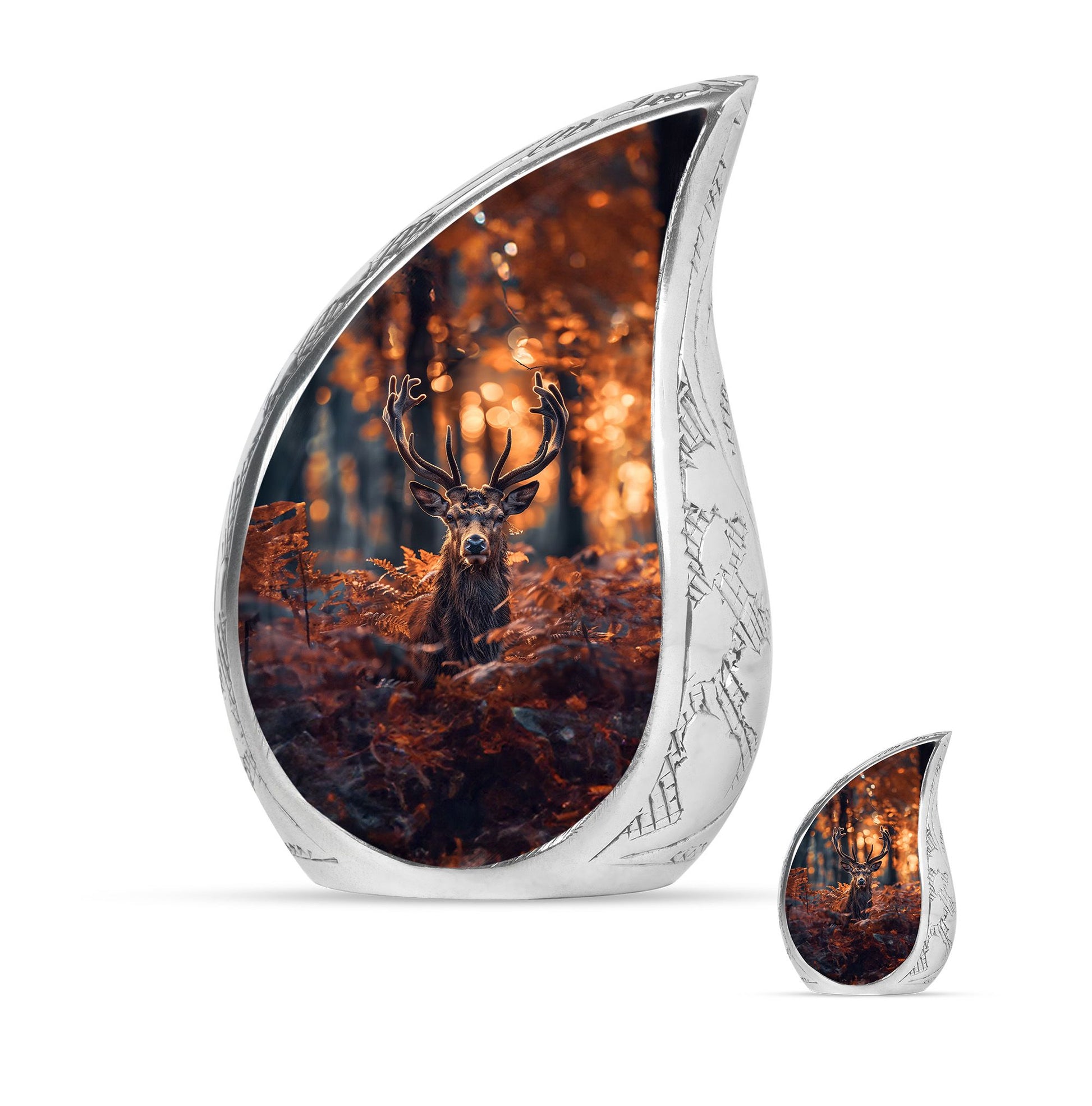 Deer Theme Large Urn With 1 Keepsake Urn