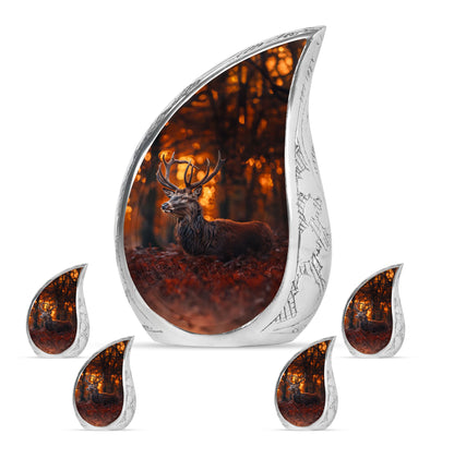 Deer Theme Large Urn With 4 Keepsake Urn