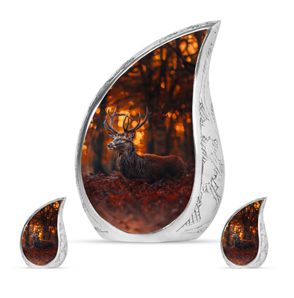 Deer Theme Large Urn With 2 Keepsake Urn