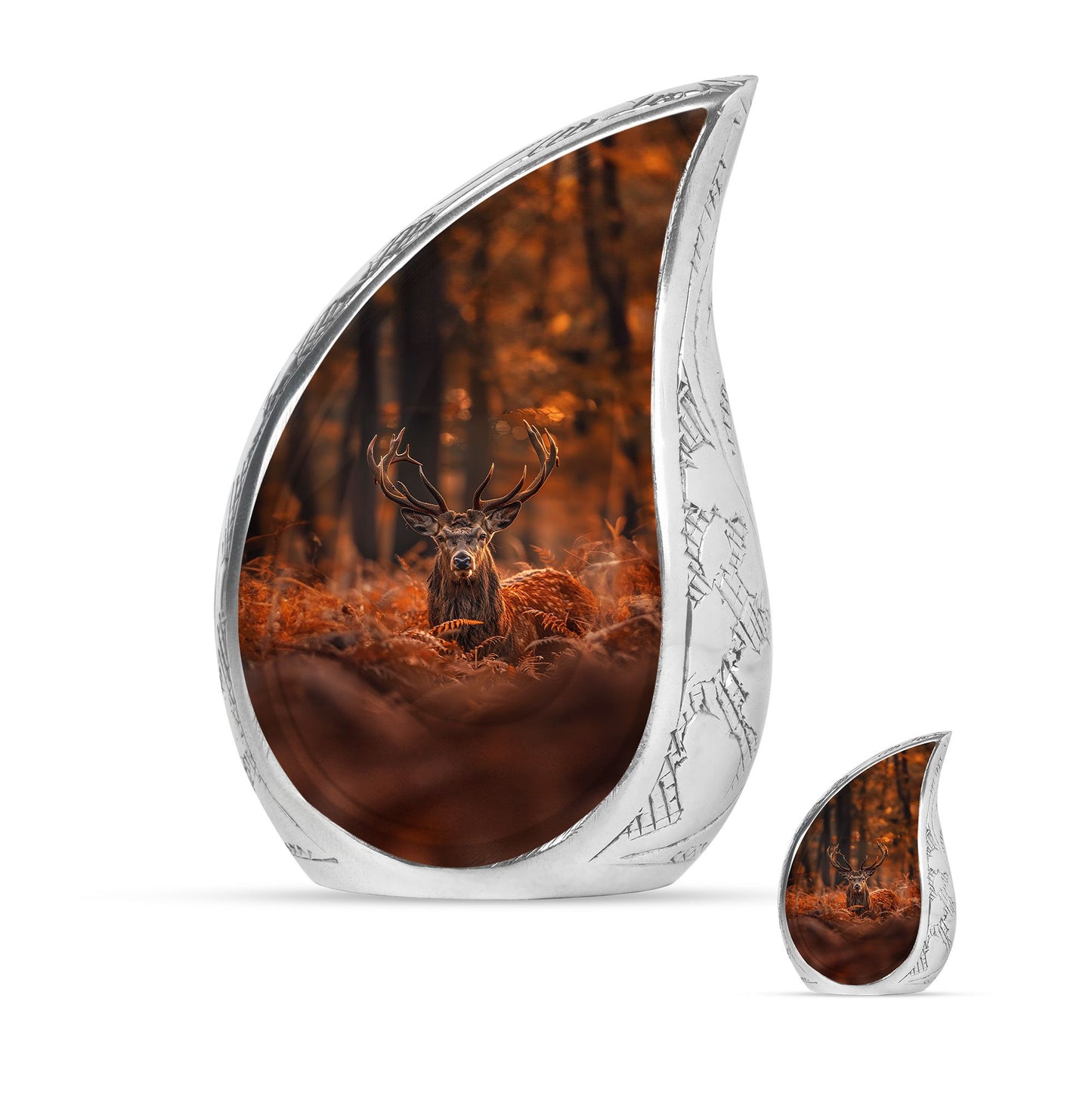 Deer Theme Large Urn With 1 Keepsake Urn