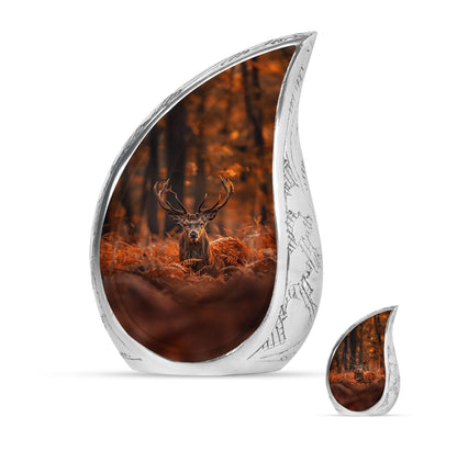 Deer Theme Large Urn With 1 Keepsake Urn