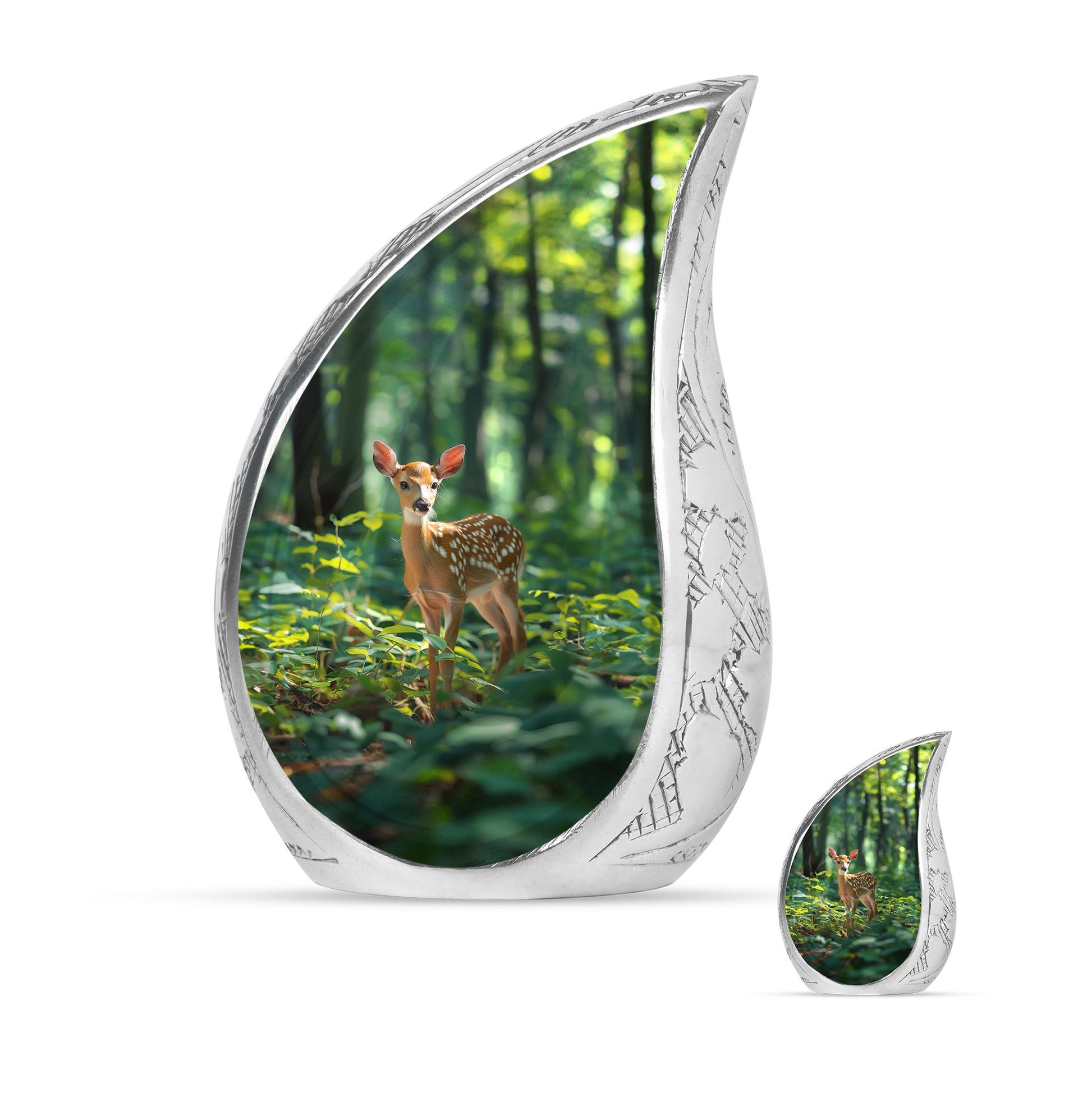 Deer Theme Large Urn With 1 Keepsake Urn