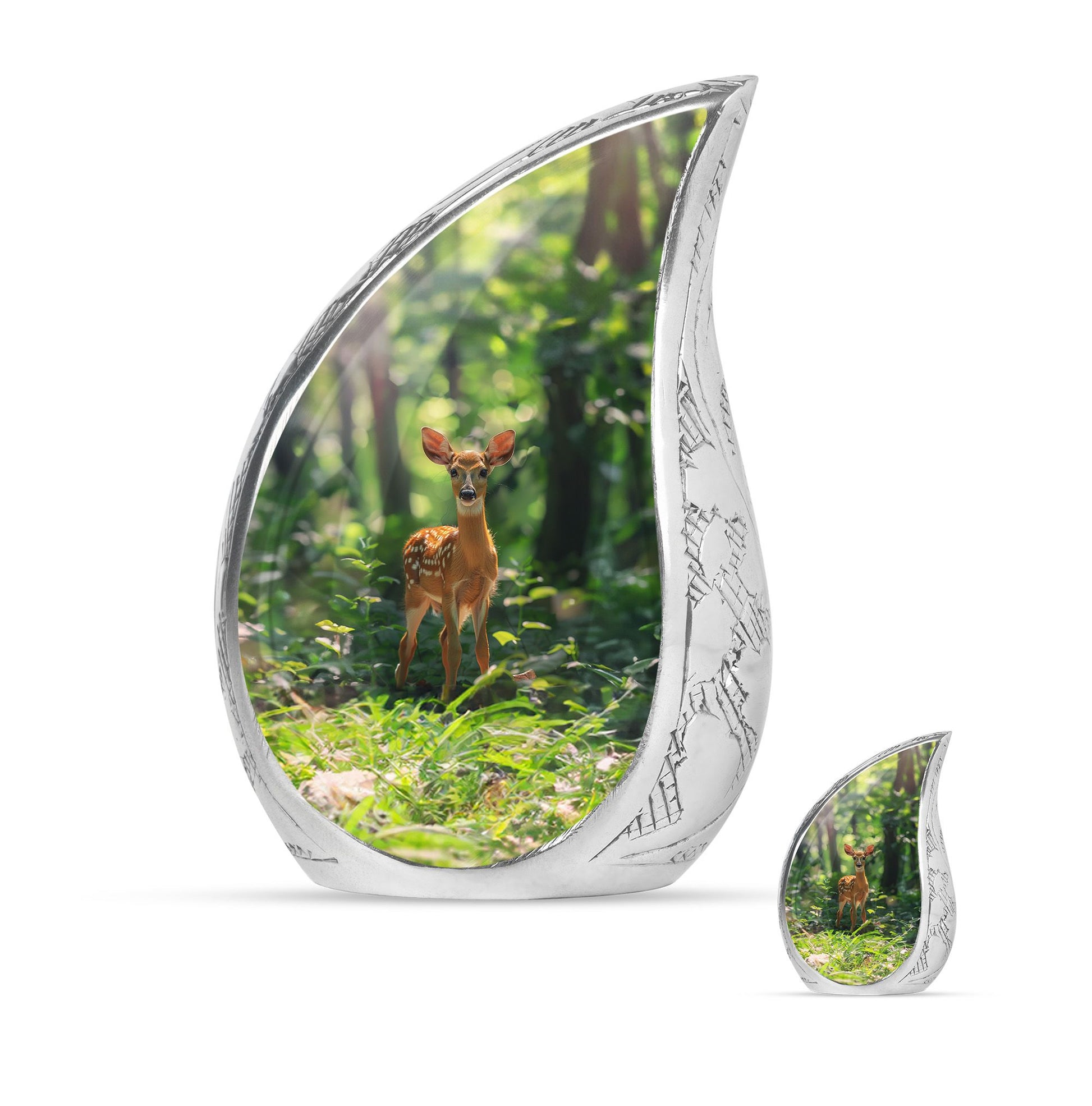 Deer Theme Large Urn With 1 Keepsake Urn