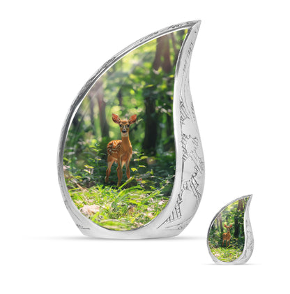 Deer Theme Large Urn With 1 Keepsake Urn