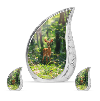 Deer Theme Large Urn With 2 Keepsake Urn