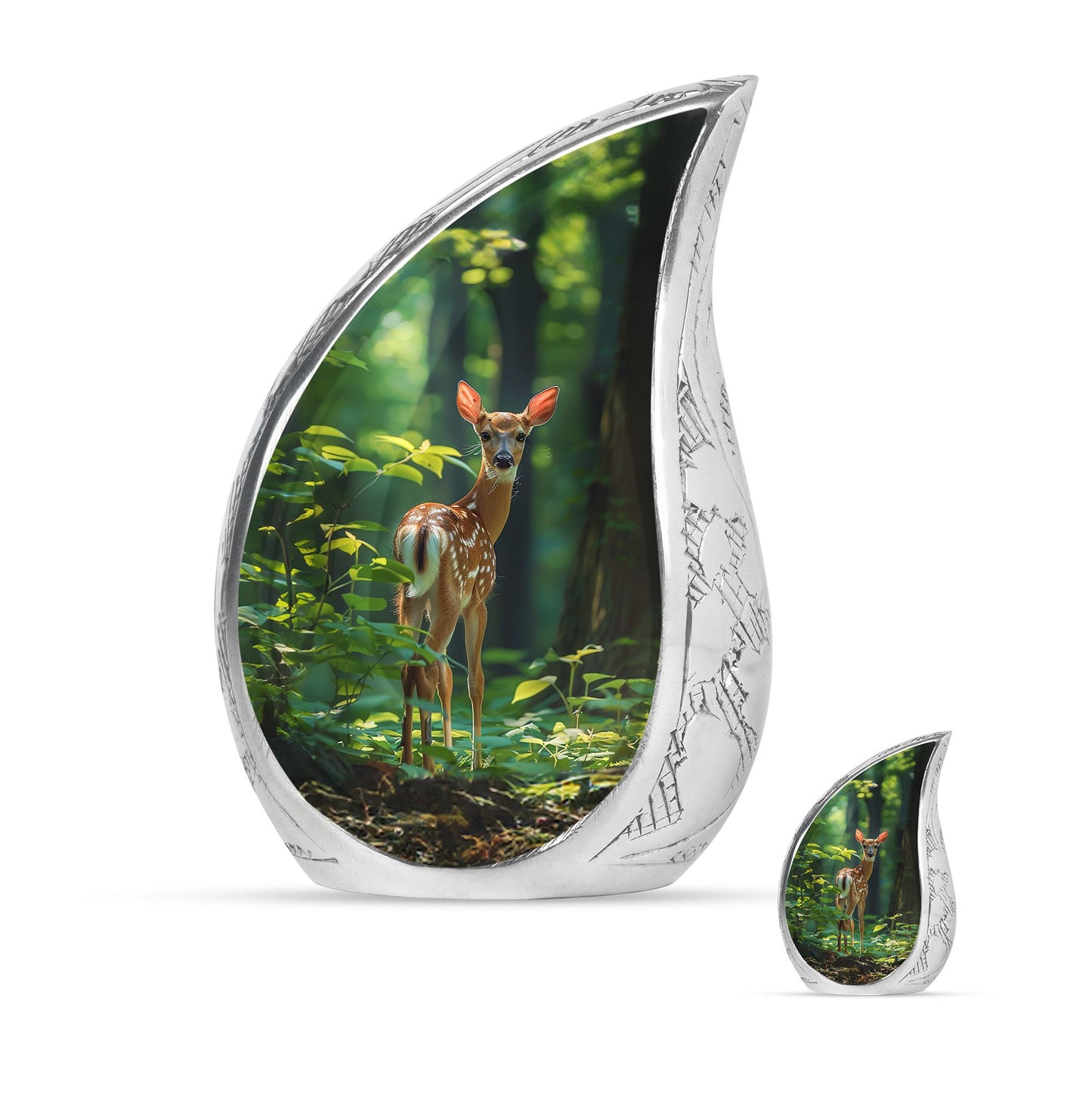 Deer Theme Large Urn With 1 Keepsake Urn