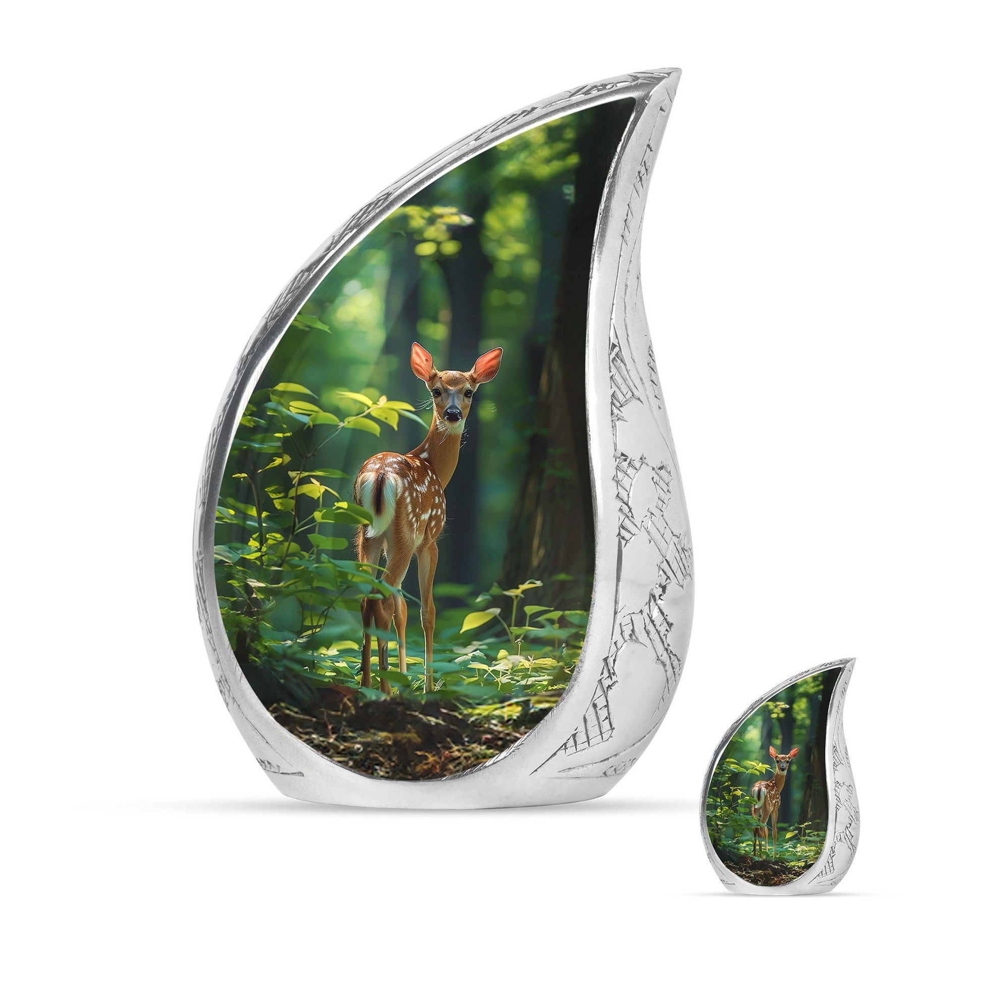 Deer Theme Large Urn With 1 Keepsake Urn