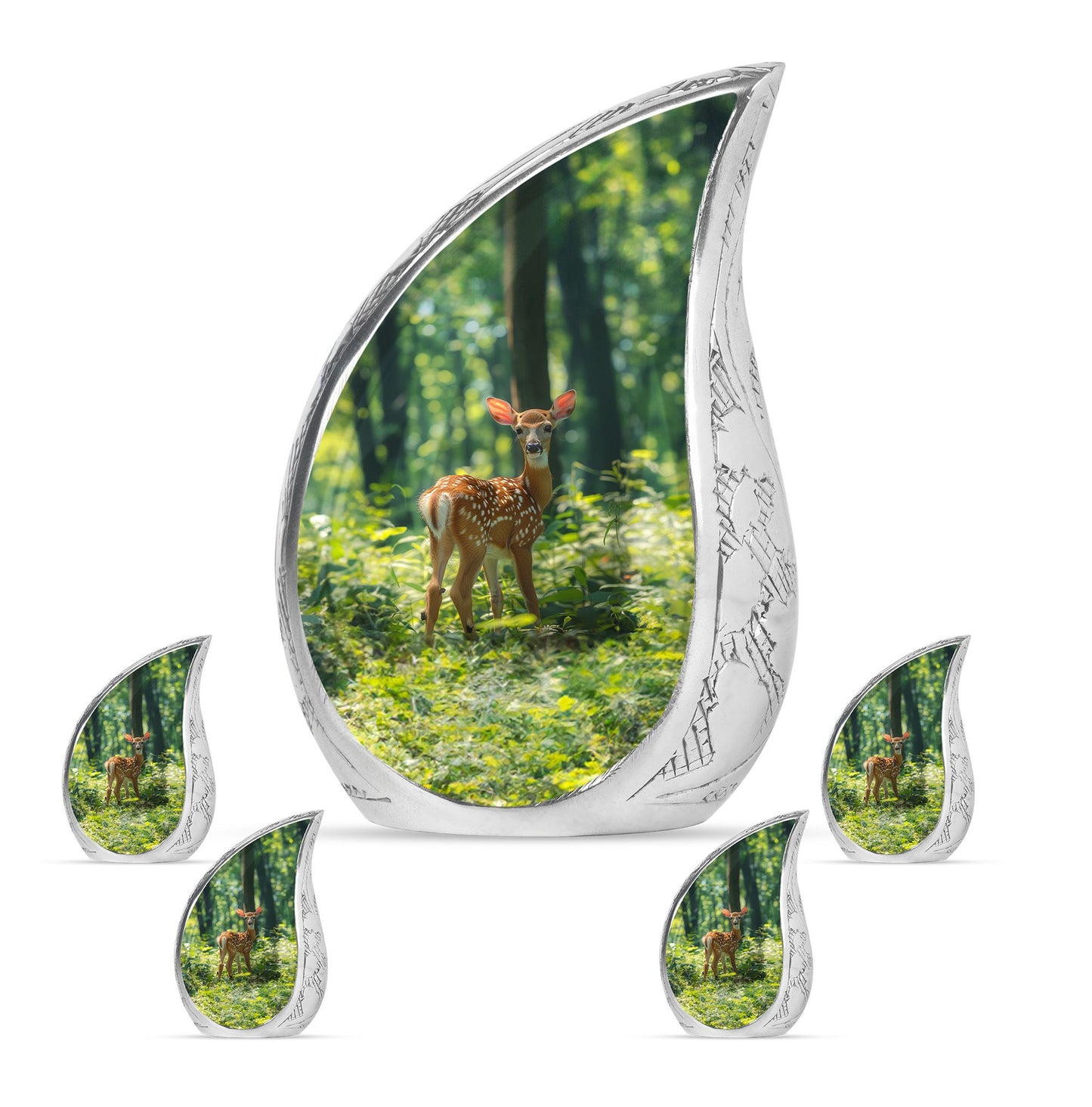 Deer Theme Large Urn With 4 Keepsake Urn