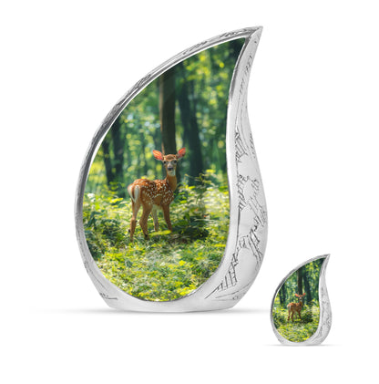 Deer Theme Large Urn With 1 Keepsake Urn