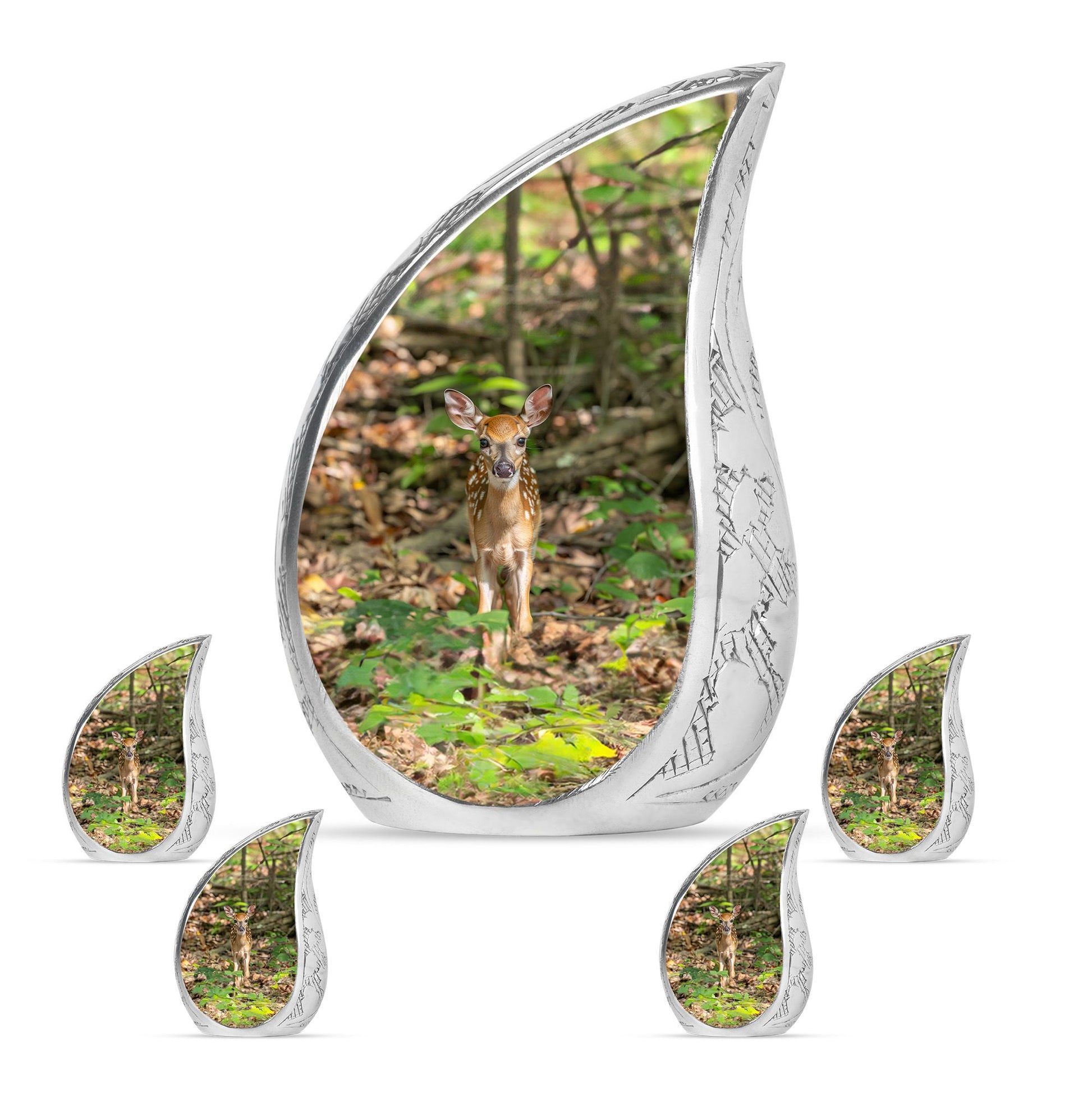 Deer Theme Large Urn With 4 Keepsake Urn